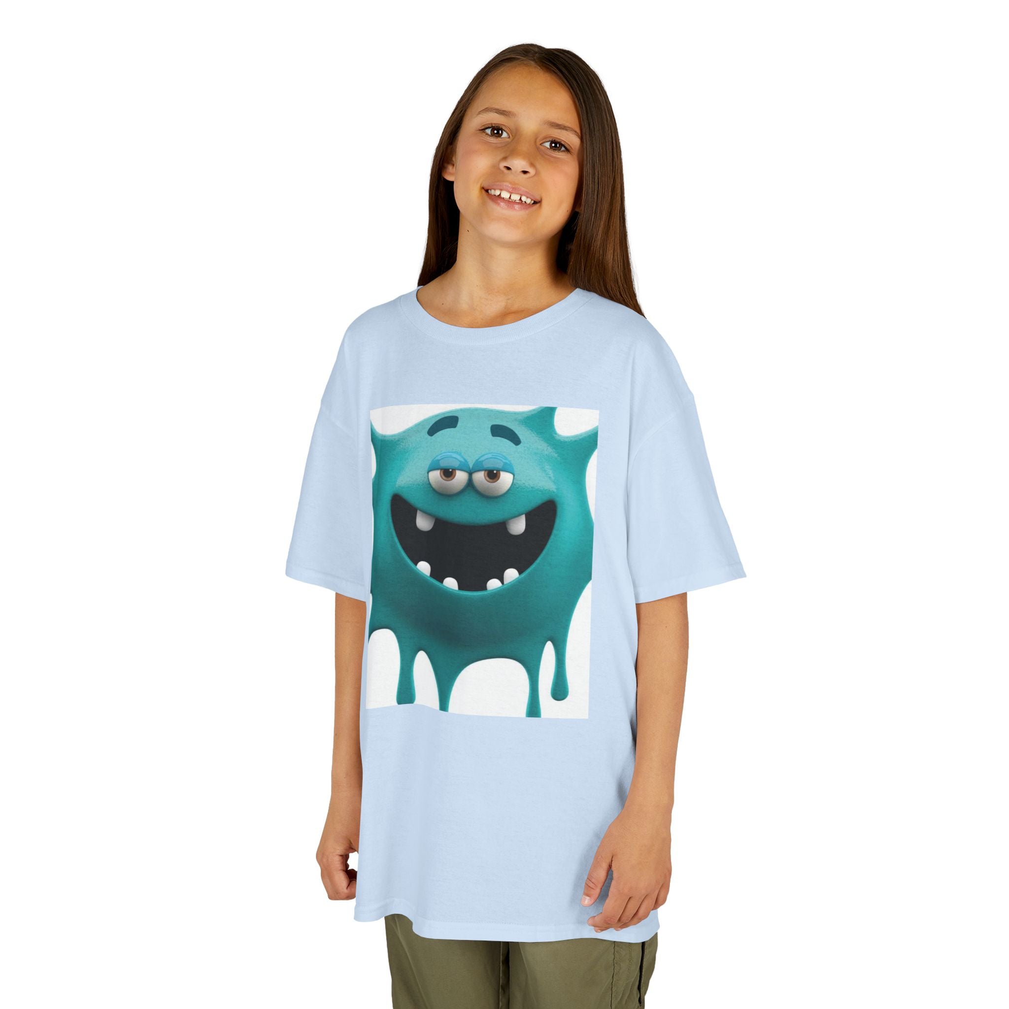 Kids Monster Drip T-Shirt — Cute Teal Cartoon Monster Tee