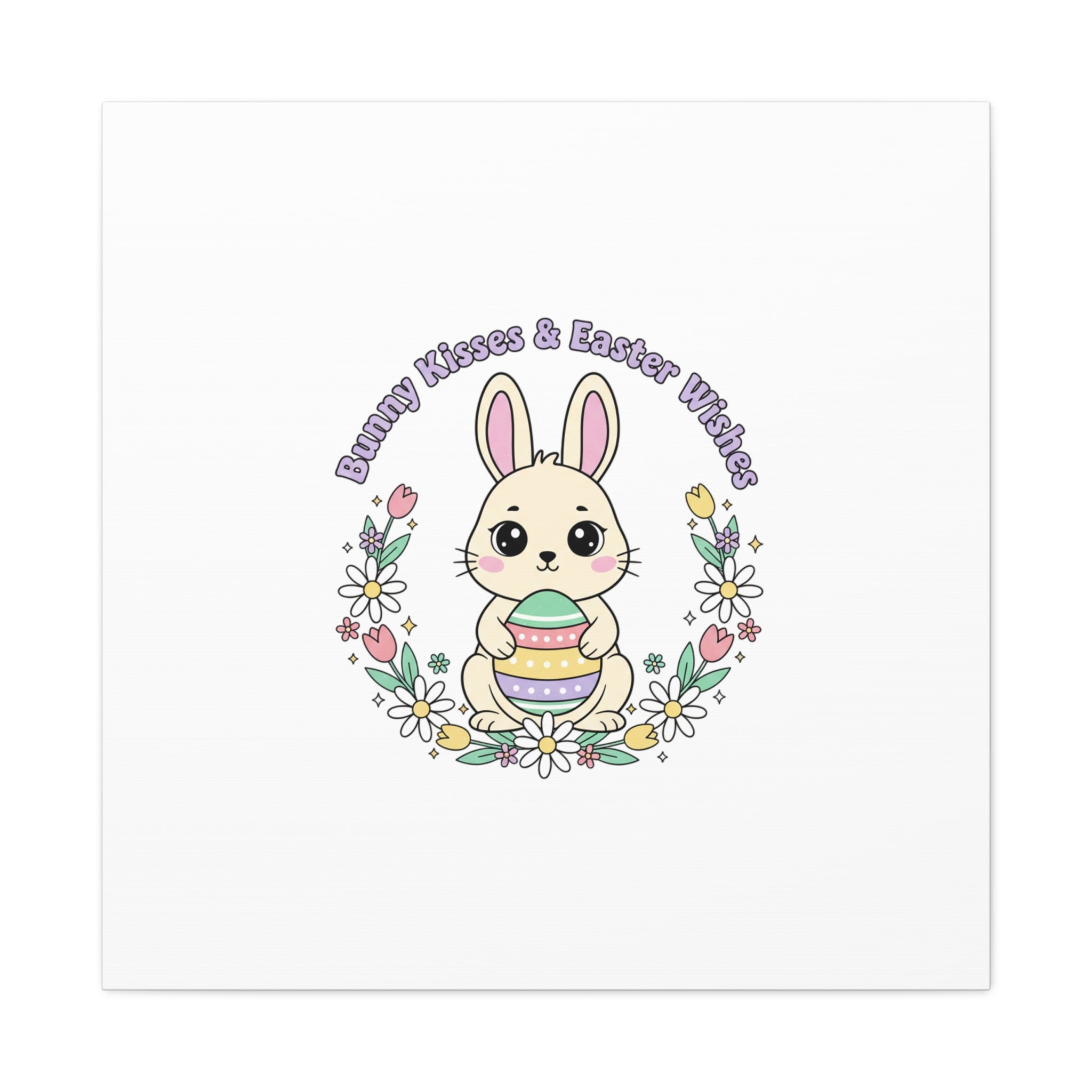 Bunny Kisses Easter Bunny Canvas | pastel spring, cottagecore