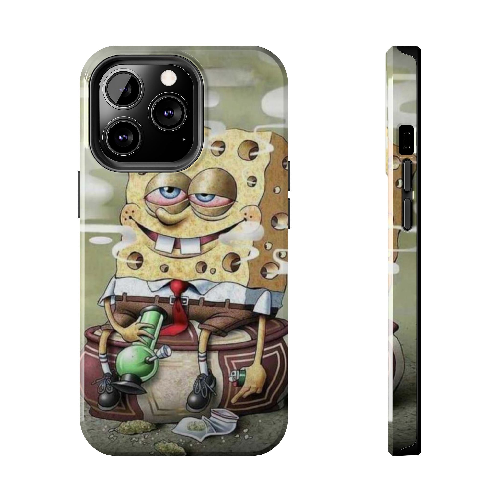 Sponge Parody Tough Phone Case – Stoned Cartoon Sponge Bob with Bong