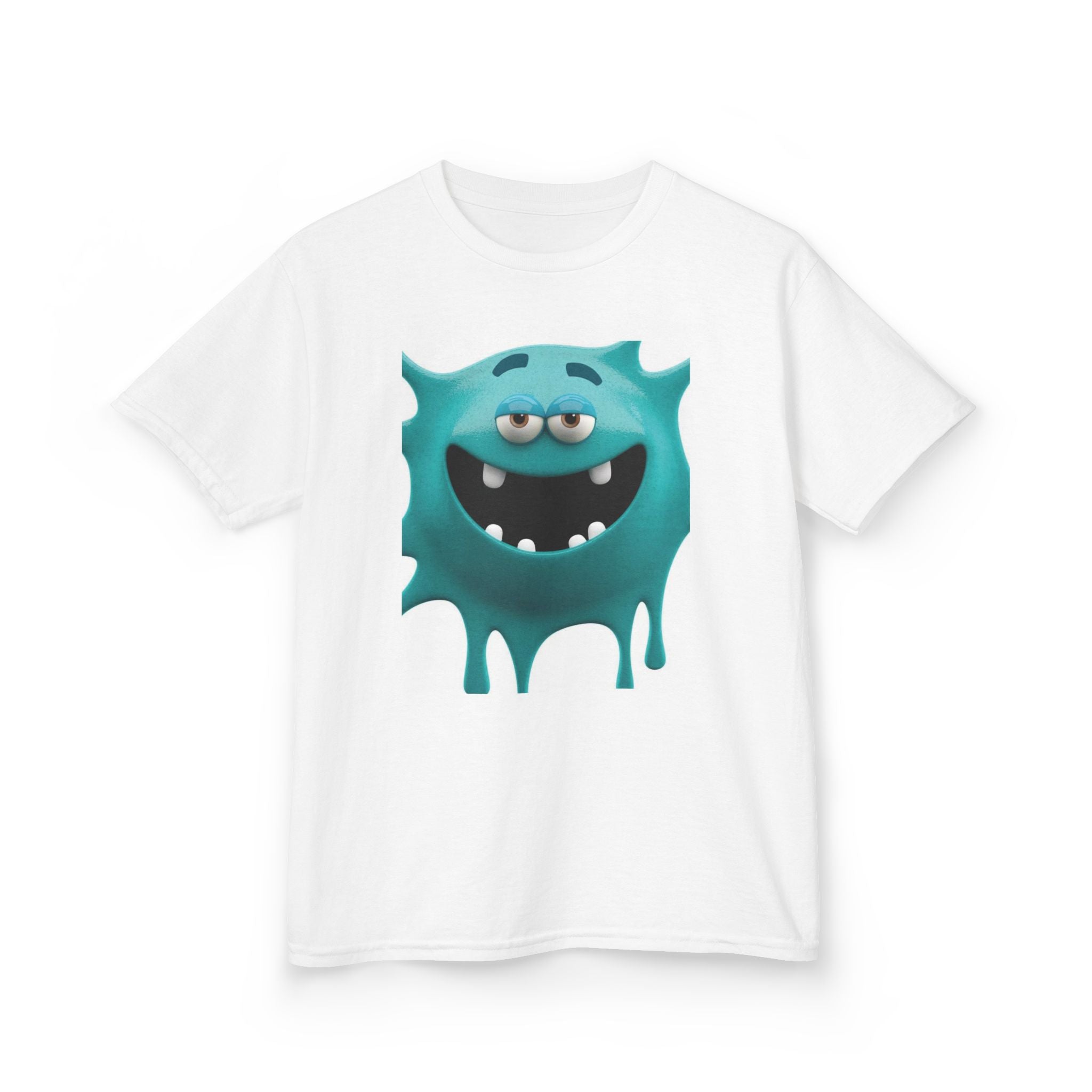 Kids Monster Drip T-Shirt — Cute Teal Cartoon Monster Tee