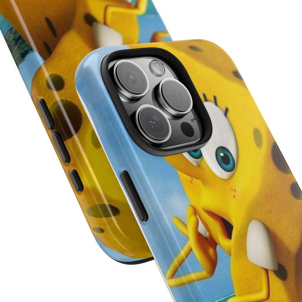 Cartoon Yellow Sponge Tough Phone Case — Beach Character Protective Phone Cover