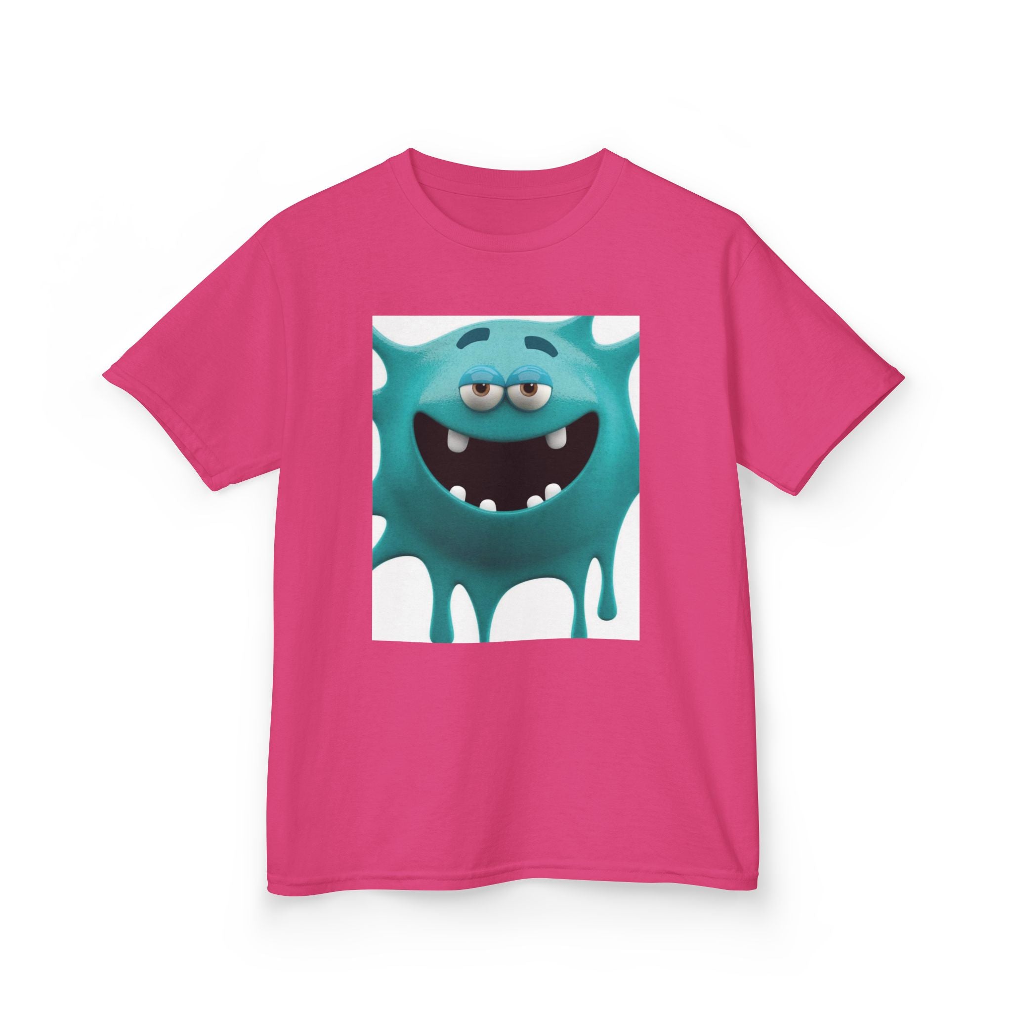 Kids Monster Drip T-Shirt — Cute Teal Cartoon Monster Tee