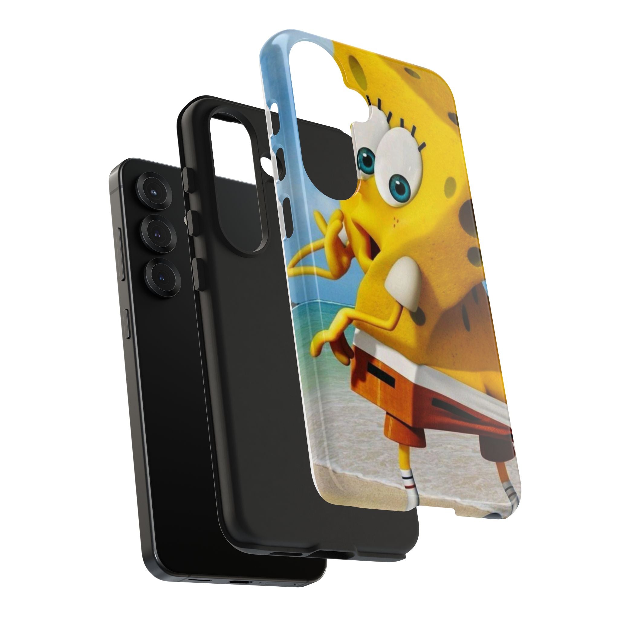 Cartoon Yellow Sponge Tough Phone Case — Beach Character Protective Phone Cover