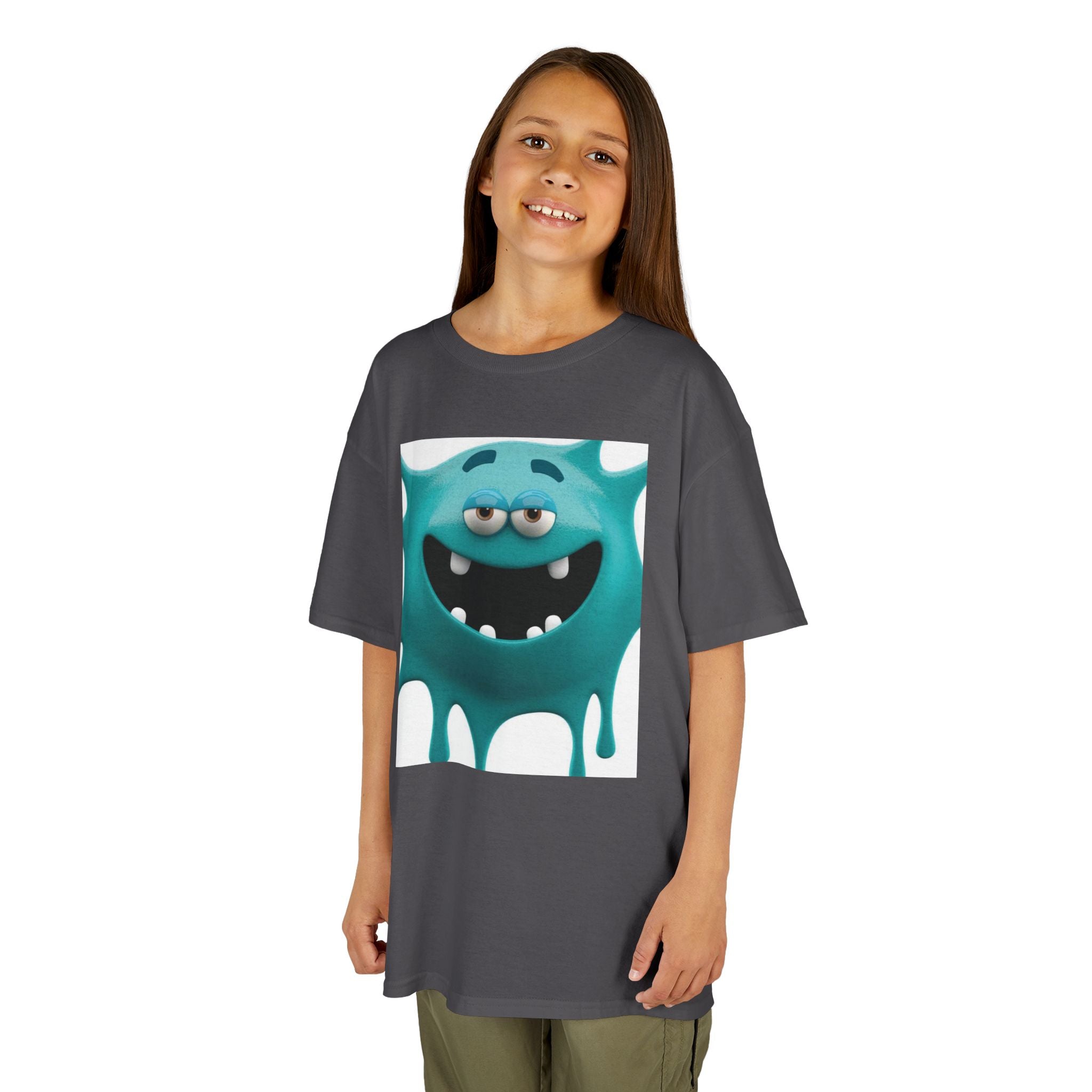 Kids Monster Drip T-Shirt — Cute Teal Cartoon Monster Tee