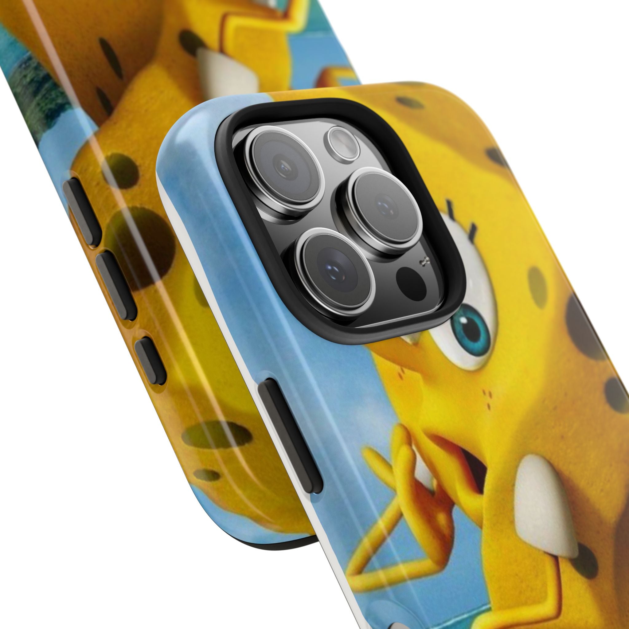 Cartoon Yellow Sponge Tough Phone Case — Beach Character Protective Phone Cover