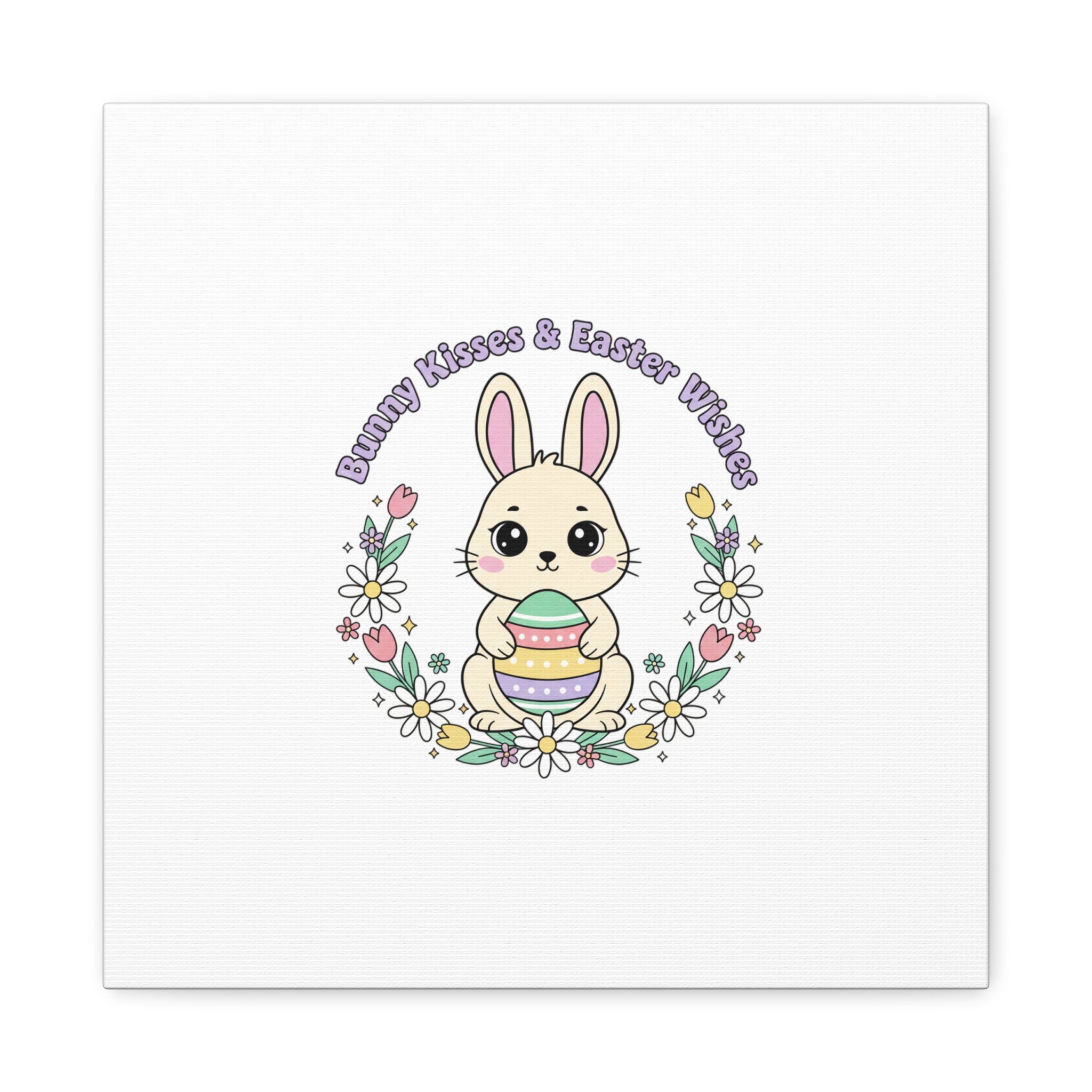 Bunny Kisses Easter Bunny Canvas | pastel spring, cottagecore