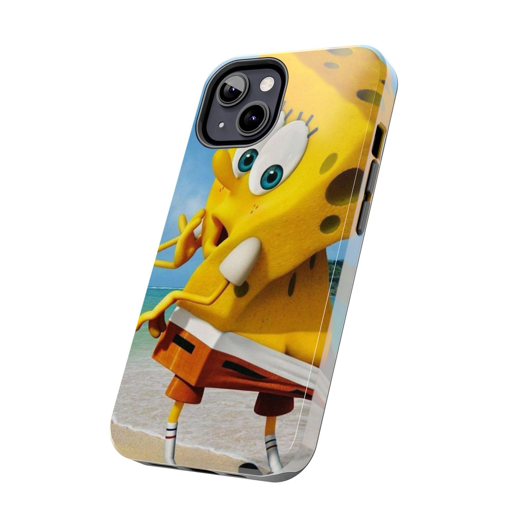 Cartoon Yellow Sponge Tough Phone Case — Beach Character Protective Phone Cover