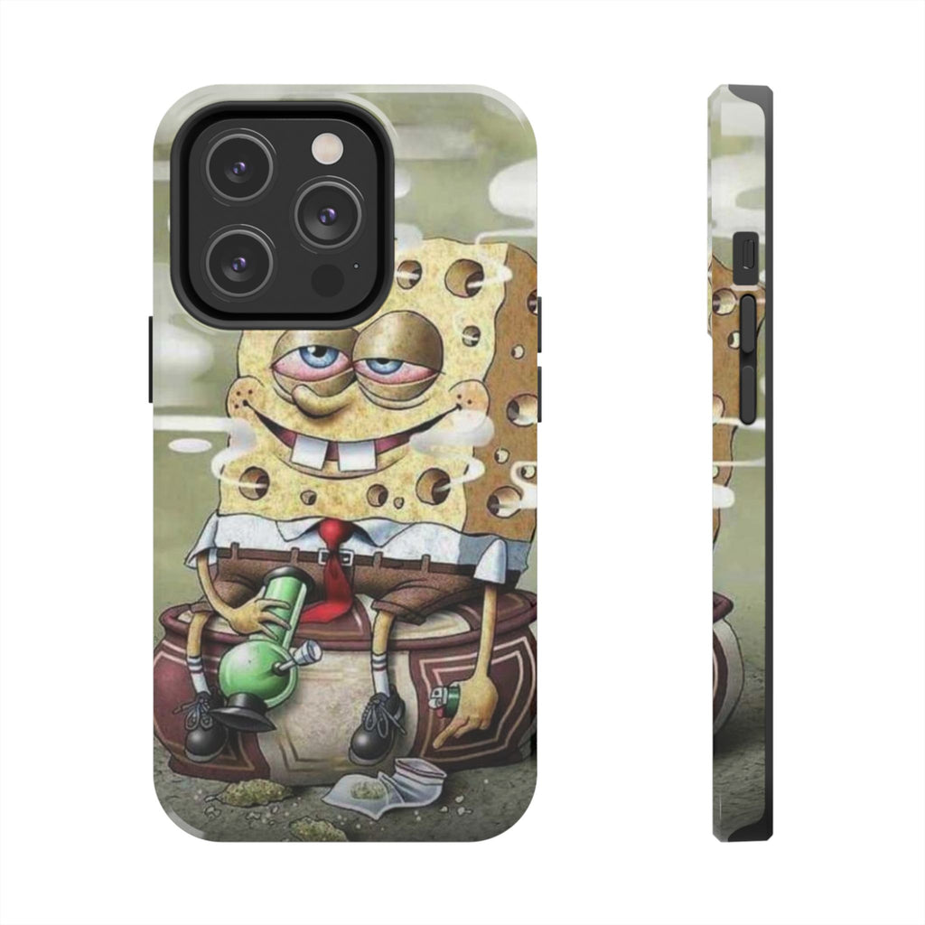 Sponge Parody Tough Phone Case – Stoned Cartoon Sponge Bob with Bong