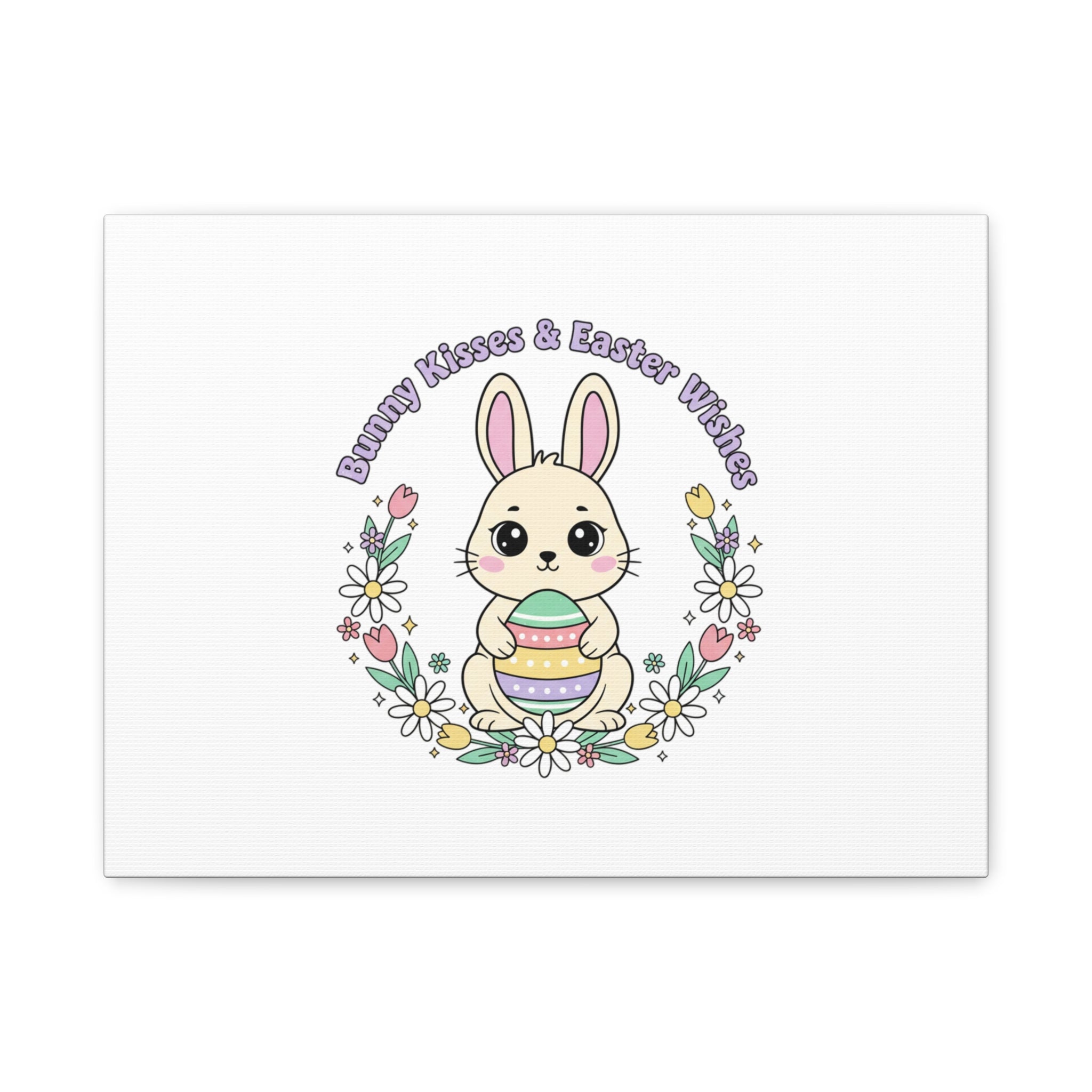 Bunny Kisses Easter Bunny Canvas | pastel spring, cottagecore