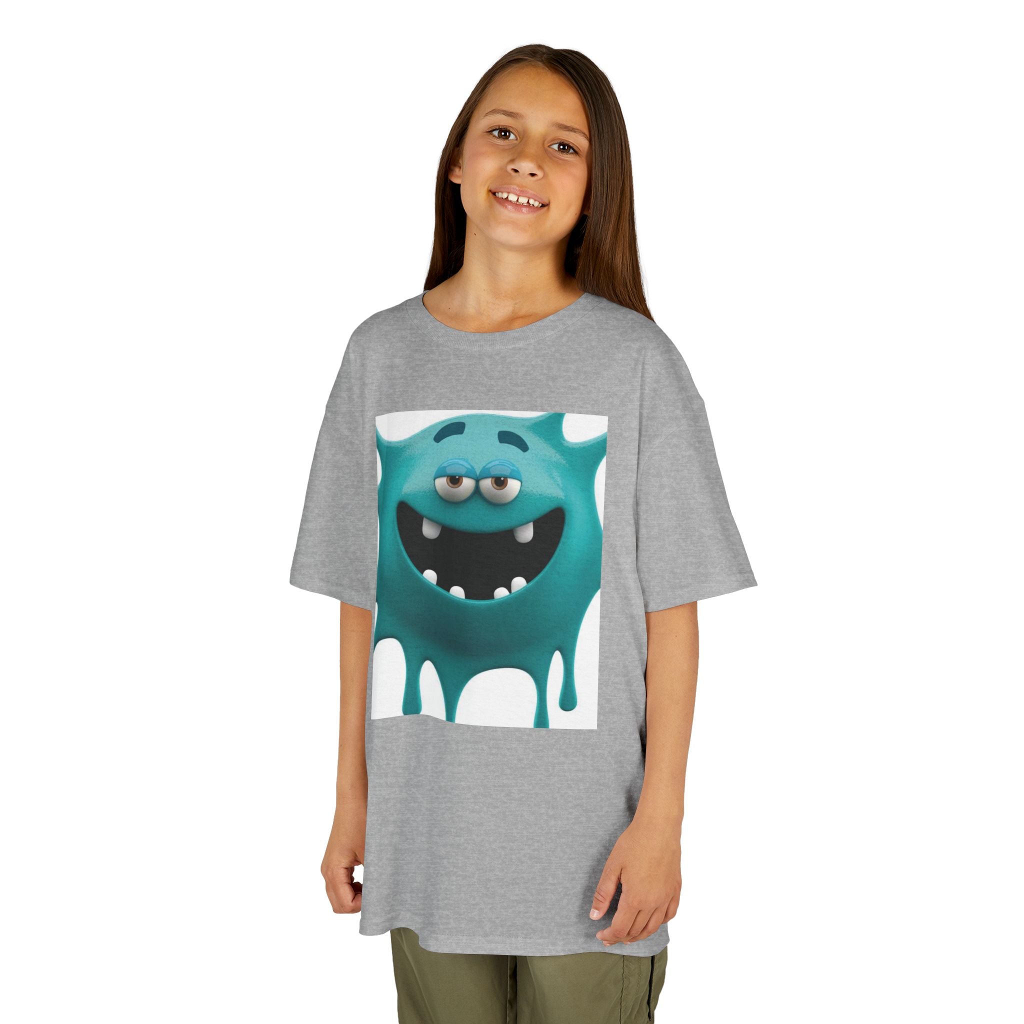 Kids Monster Drip T-Shirt — Cute Teal Cartoon Monster Tee