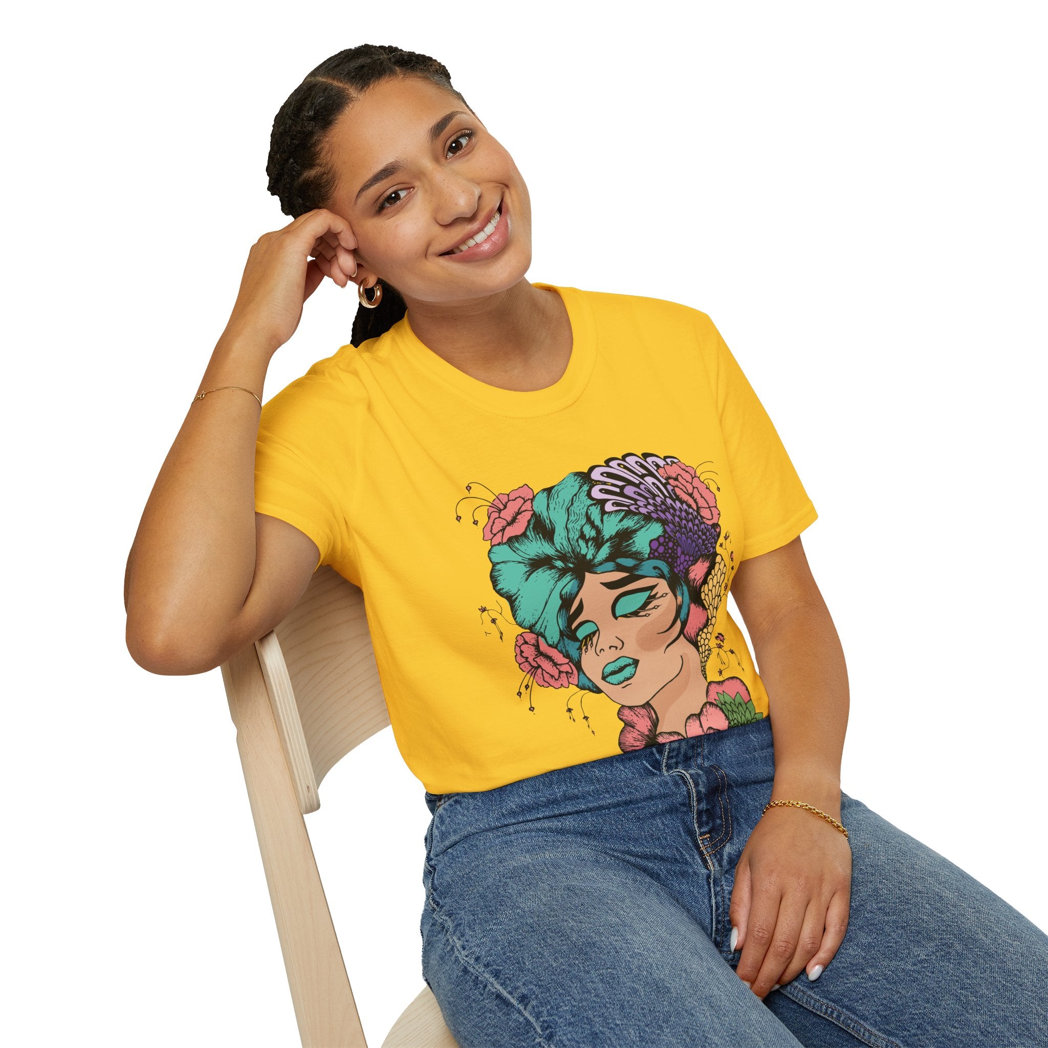Girl Power Floral Portrait T-Shirt