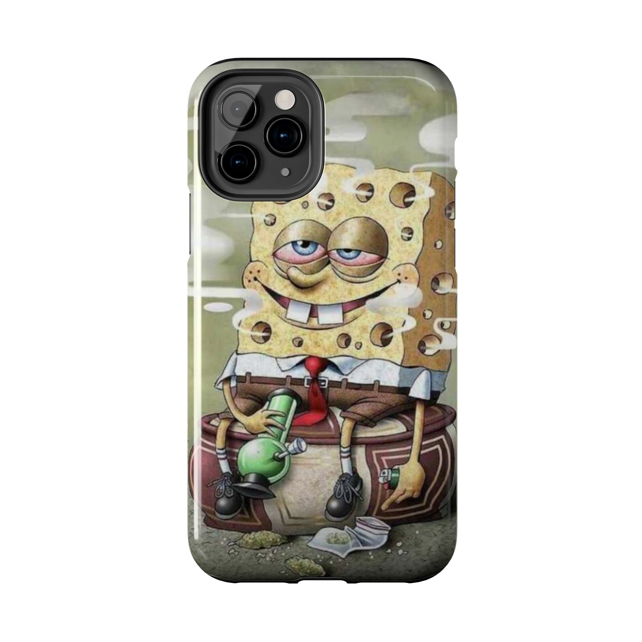 Sponge Parody Tough Phone Case – Stoned Cartoon Sponge Bob with Bong