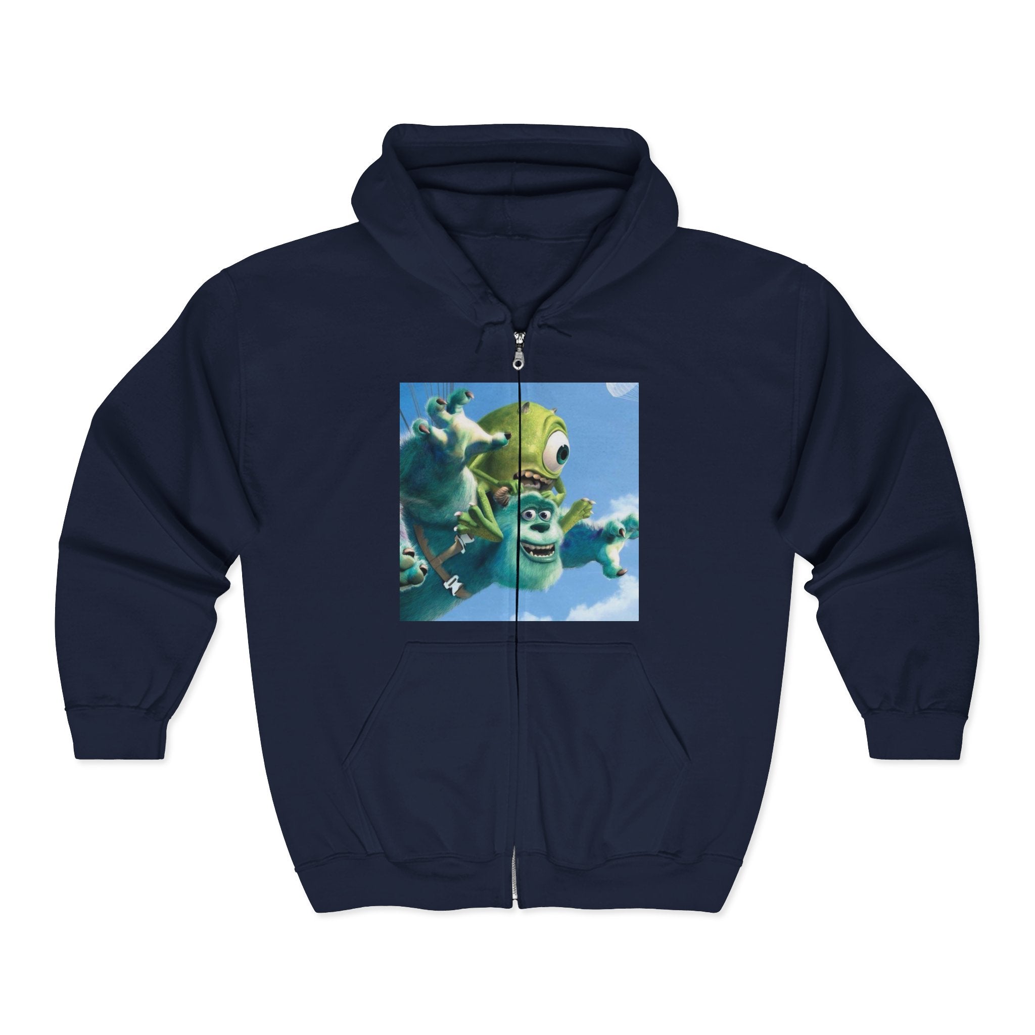 Monster Face Zip Hoodie — Playful Cartoon Splat Design