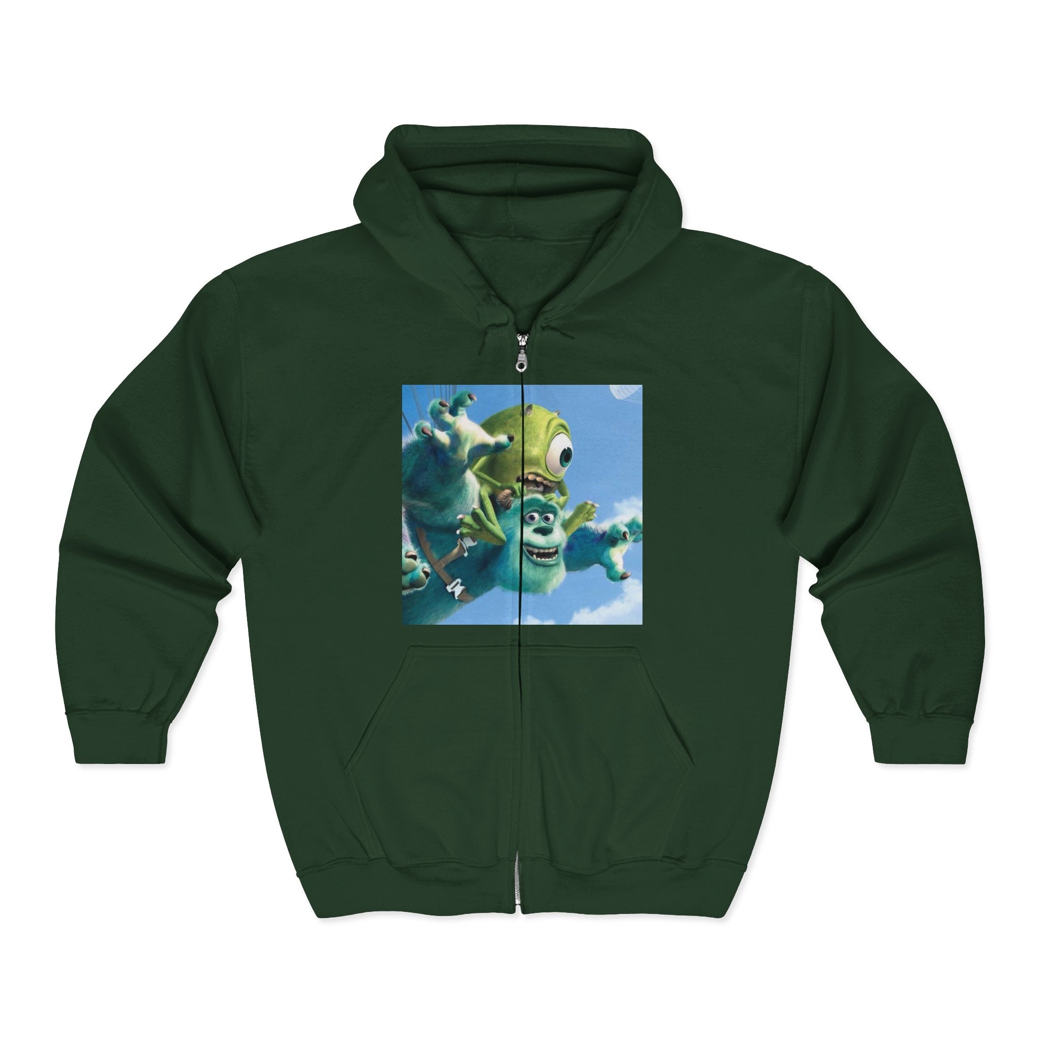 Monster Face Zip Hoodie — Playful Cartoon Splat Design