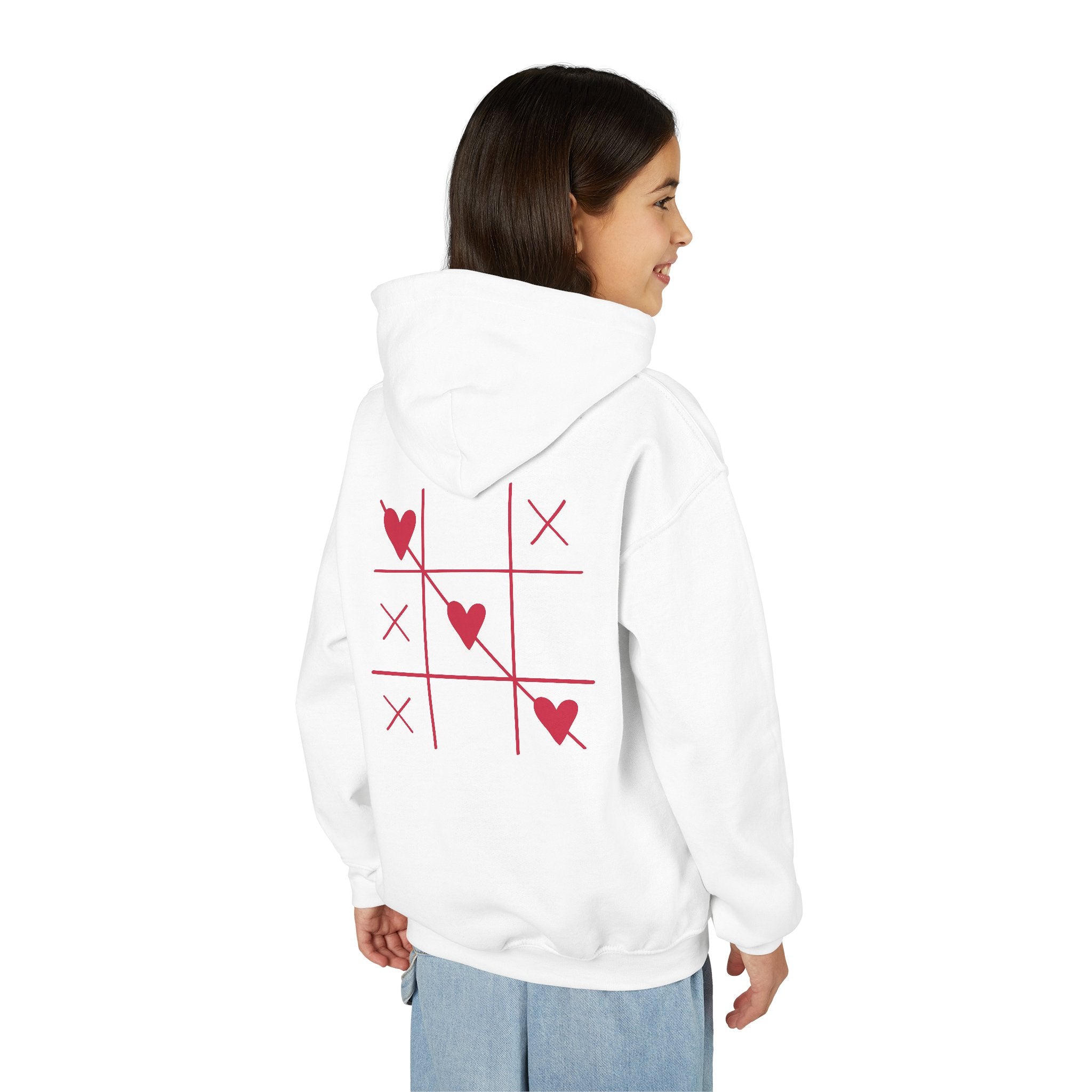 Youth Hoodie — Minimal Valentine Heart Hands "I (heart) you" Design