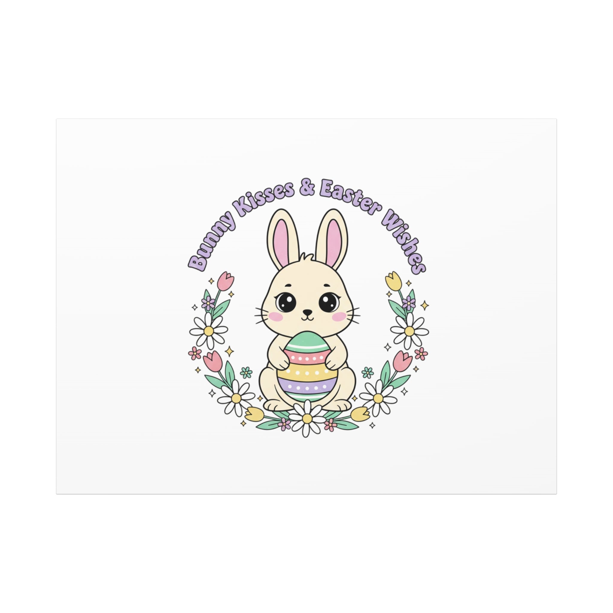Bunny Kisses Easter Bunny Canvas | pastel spring, cottagecore
