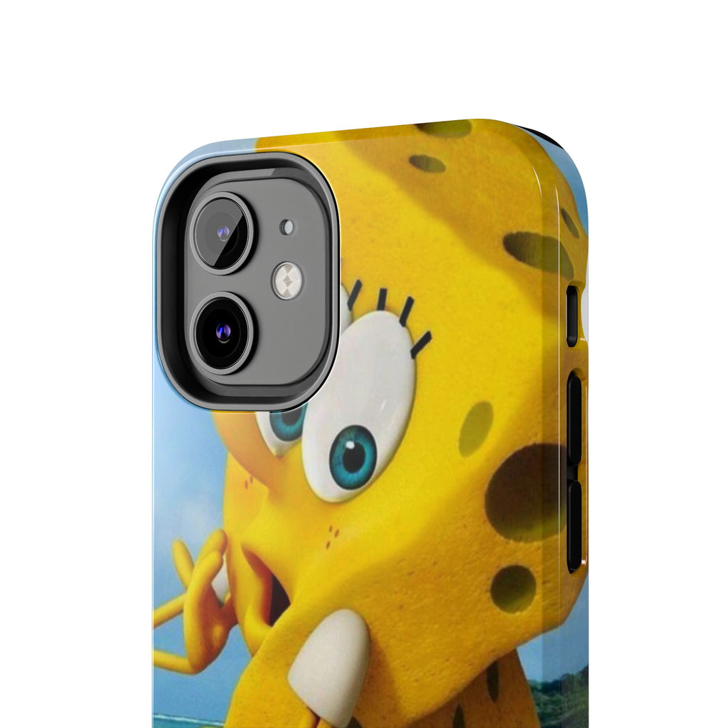 Cartoon Yellow Sponge Tough Phone Case — Beach Character Protective Phone Cover