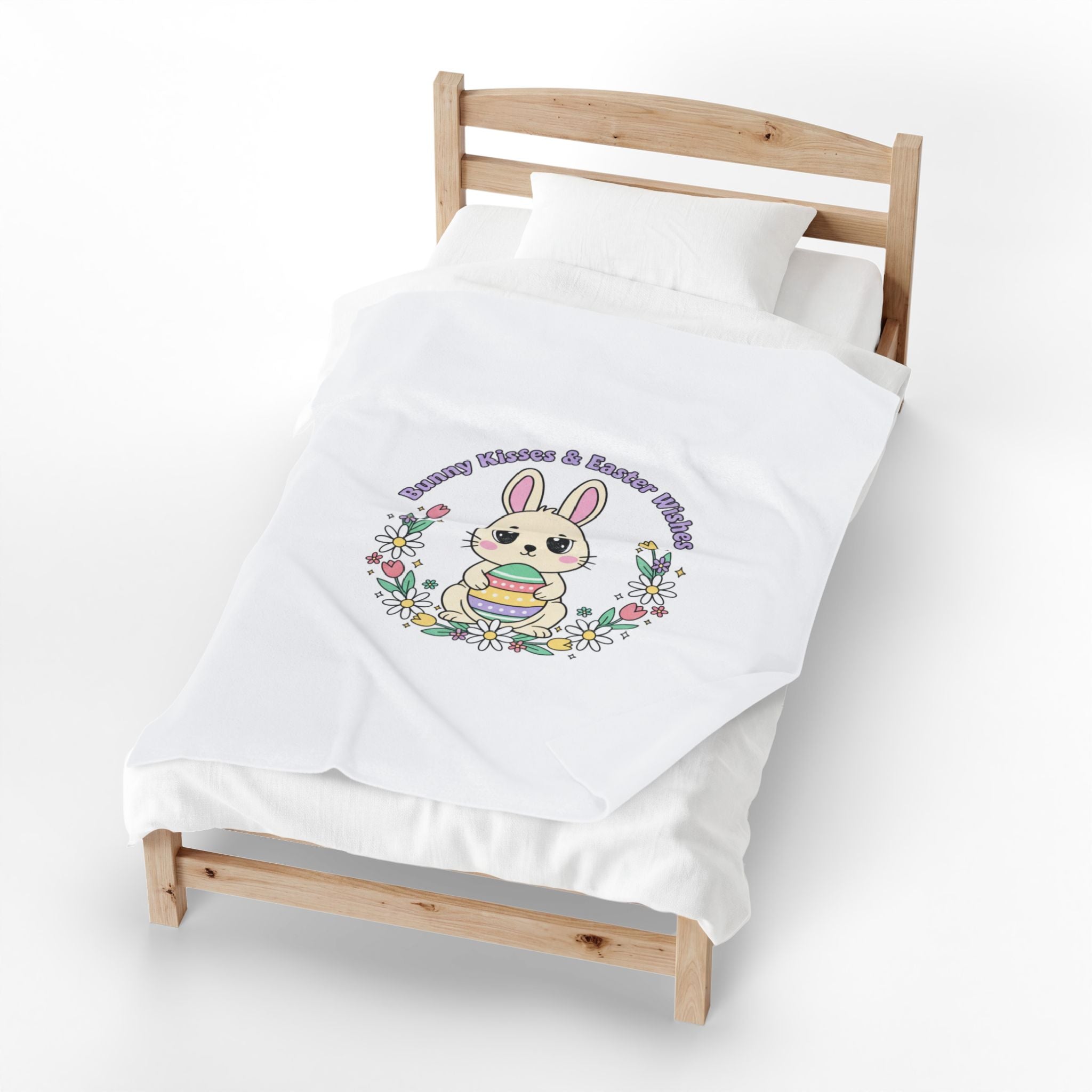 Easter Bunny Aesthetic Velveteen Plush Blanket, pastel spring cottagecore
