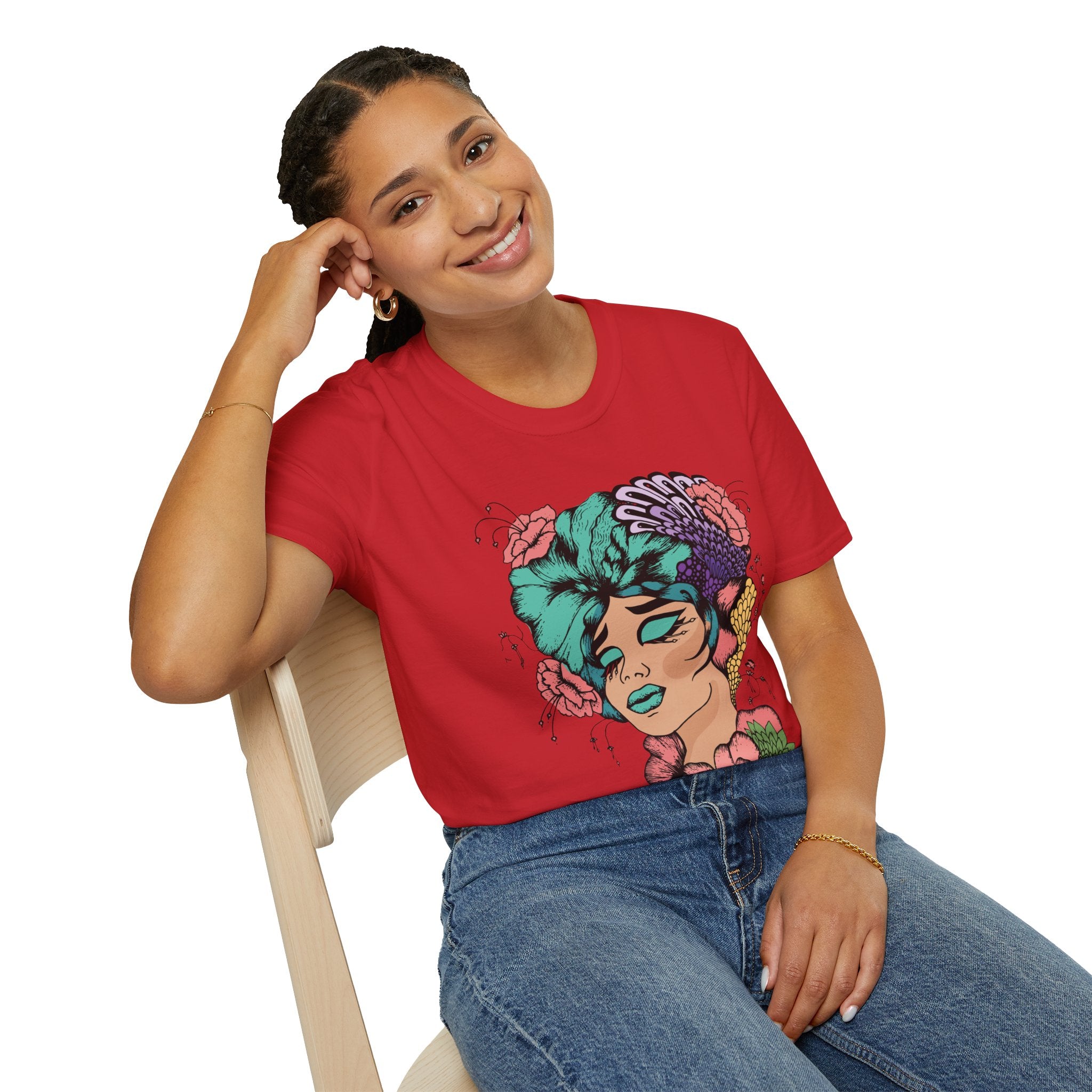 Girl Power Floral Portrait T-Shirt