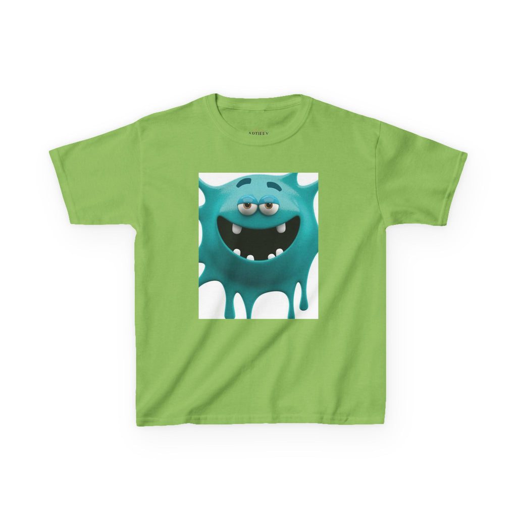 Kids Monster Drip T-Shirt — Cute Teal Cartoon Monster Tee