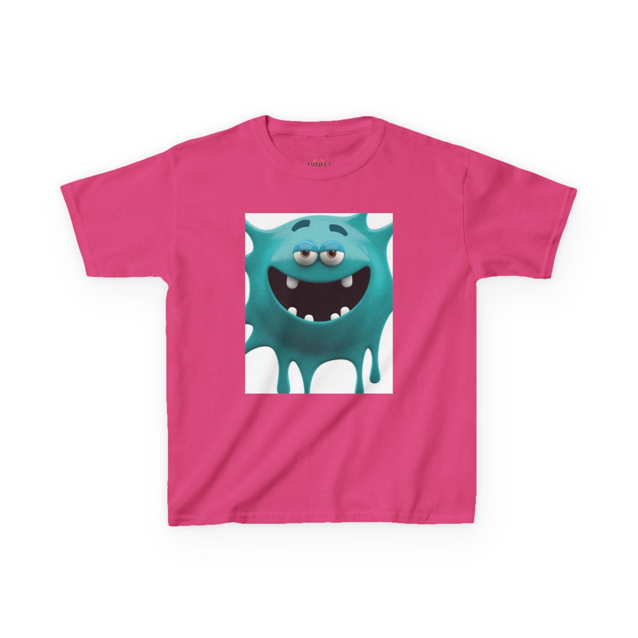 Kids Monster Drip T-Shirt — Cute Teal Cartoon Monster Tee