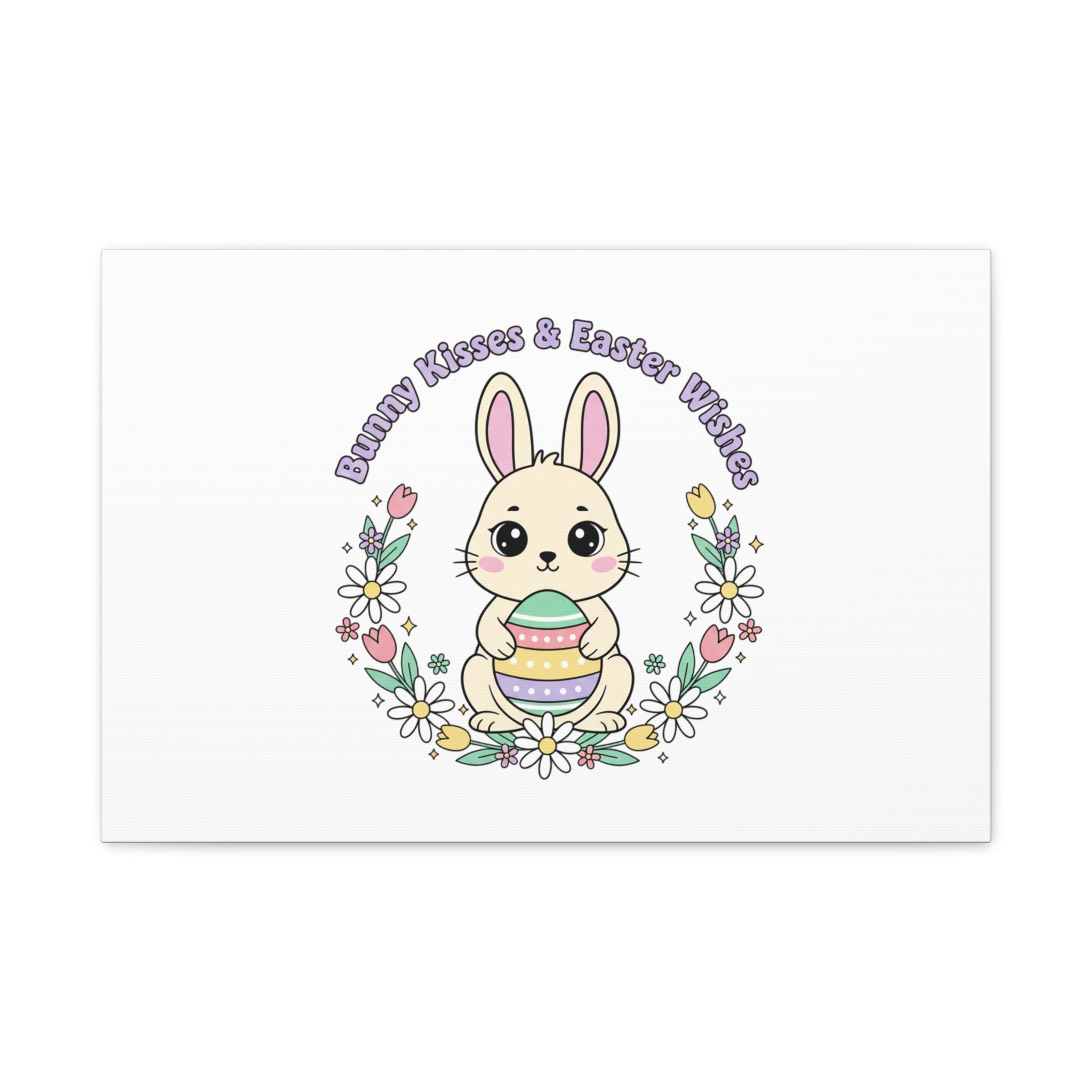 Bunny Kisses Easter Bunny Canvas | pastel spring, cottagecore