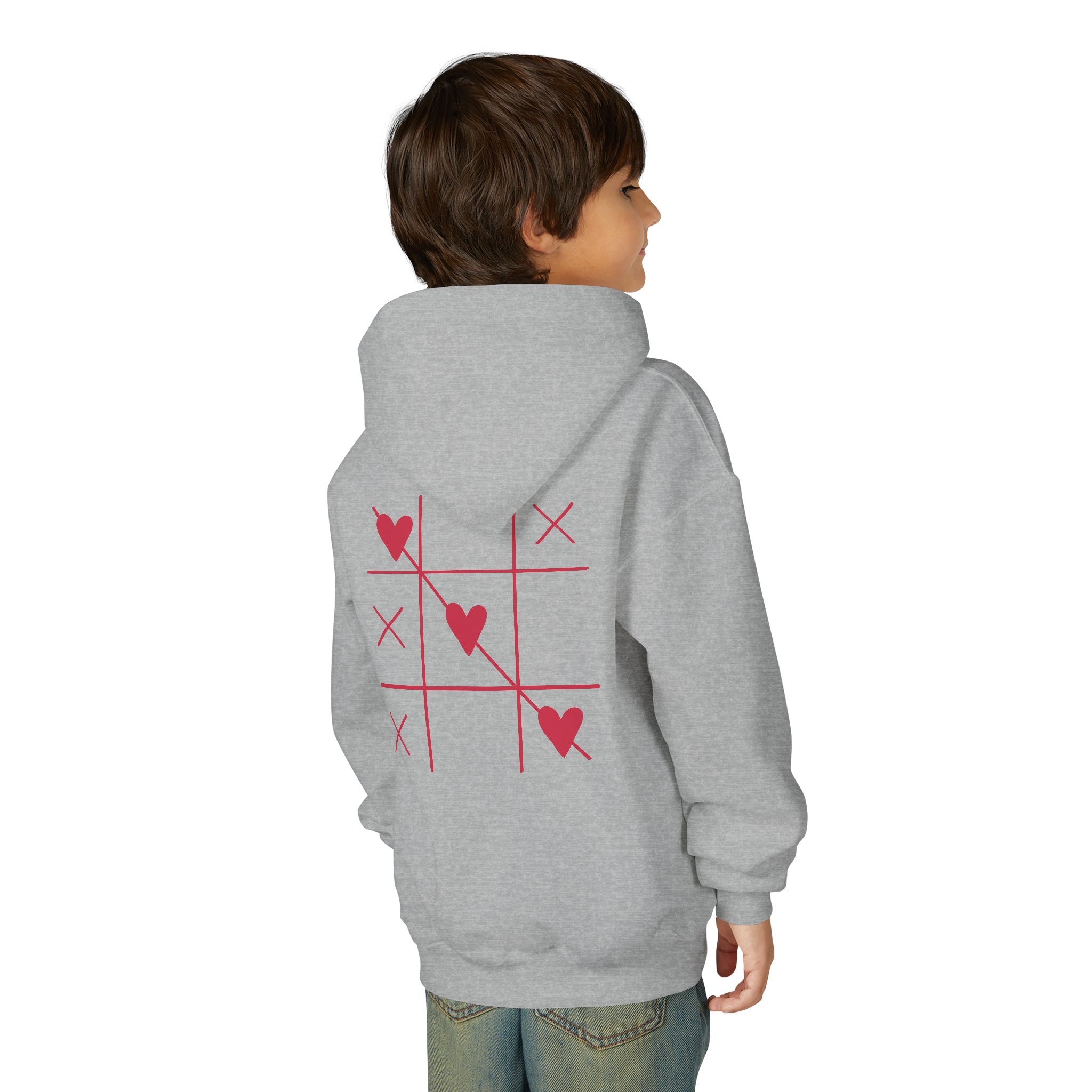 Youth Hoodie — Minimal Valentine Heart Hands "I (heart) you" Design