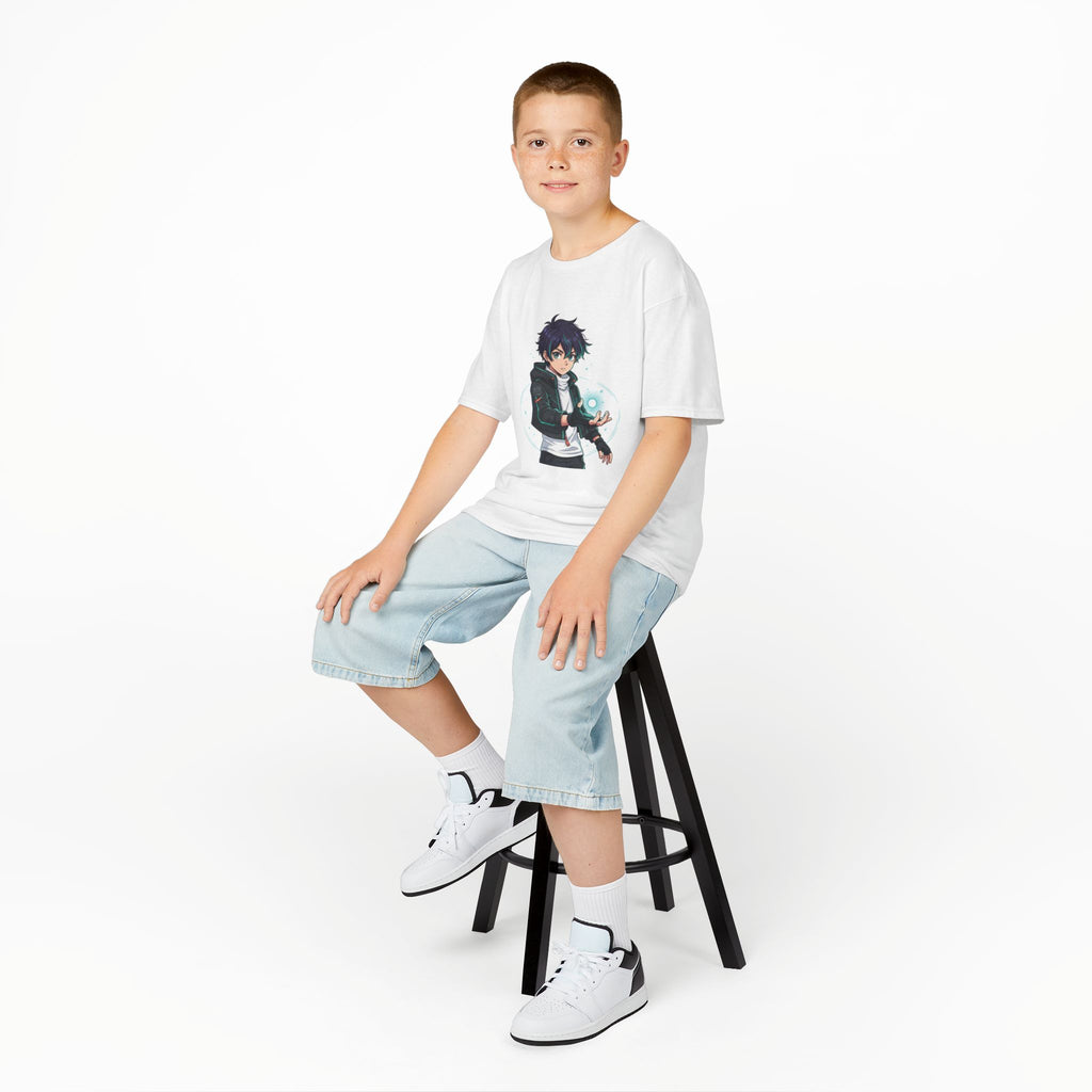 Kids Anime Mage T‑Shirt — Cute Boy Sorcerer Graphic Tee
