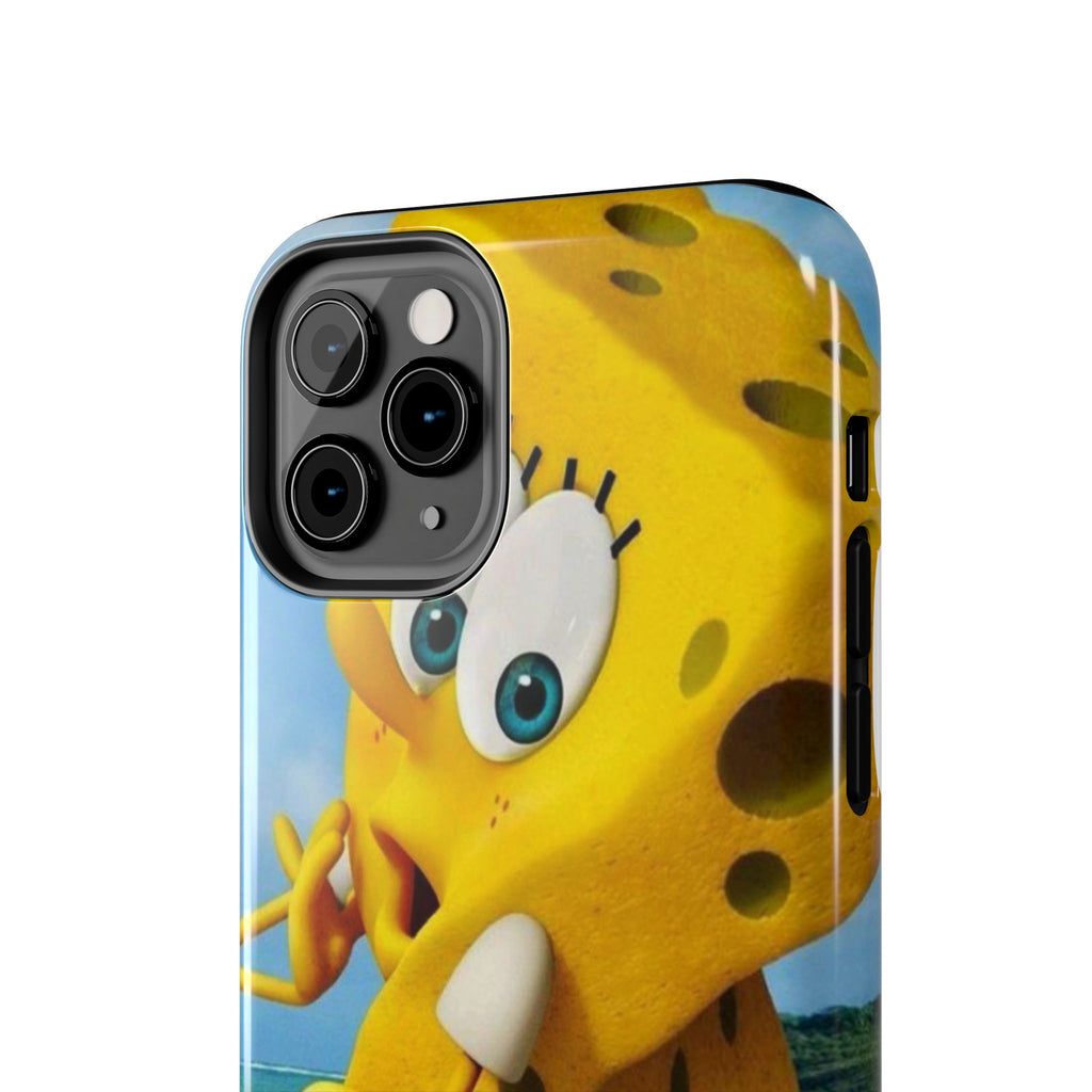 Cartoon Yellow Sponge Tough Phone Case — Beach Character Protective Phone Cover