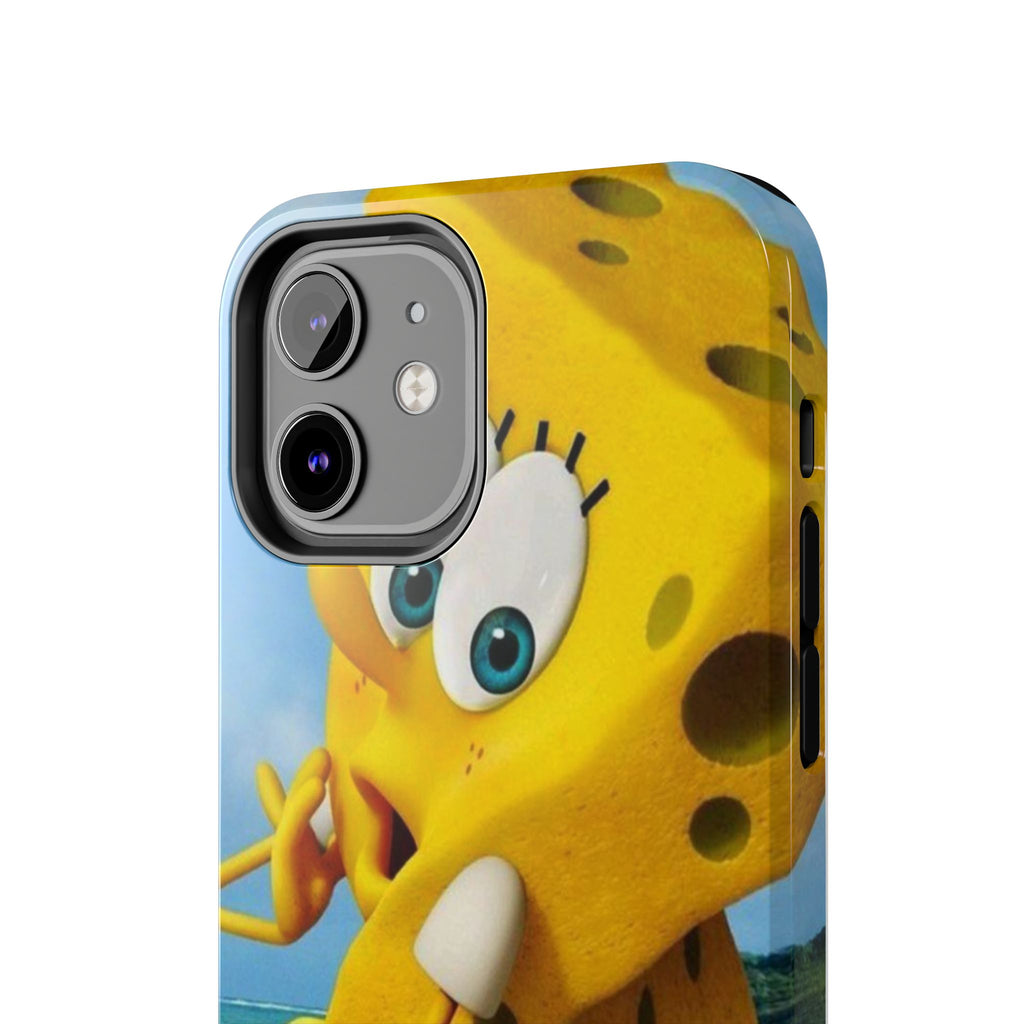 Cartoon Yellow Sponge Tough Phone Case — Beach Character Protective Phone Cover