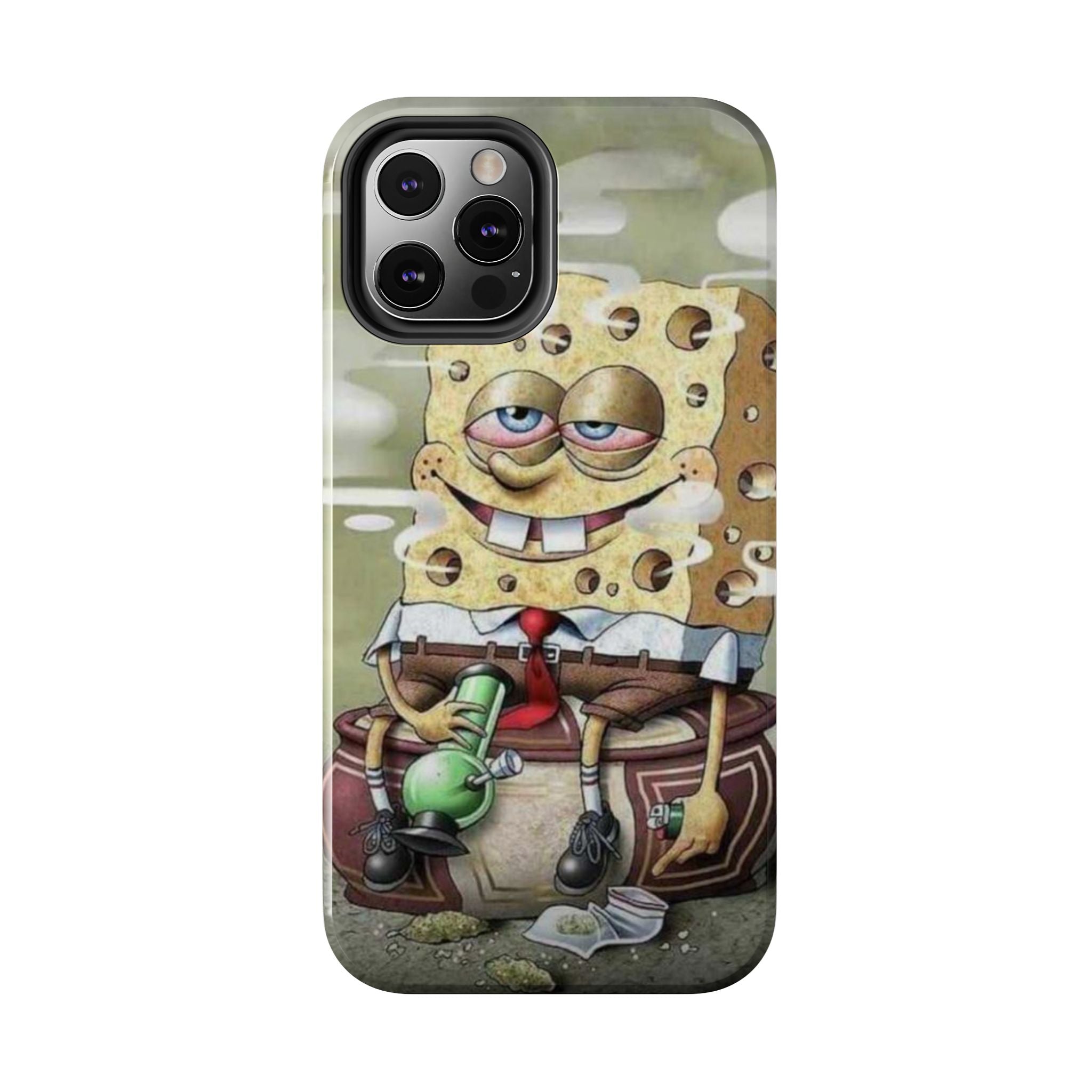 Sponge Parody Tough Phone Case – Stoned Cartoon Sponge Bob with Bong