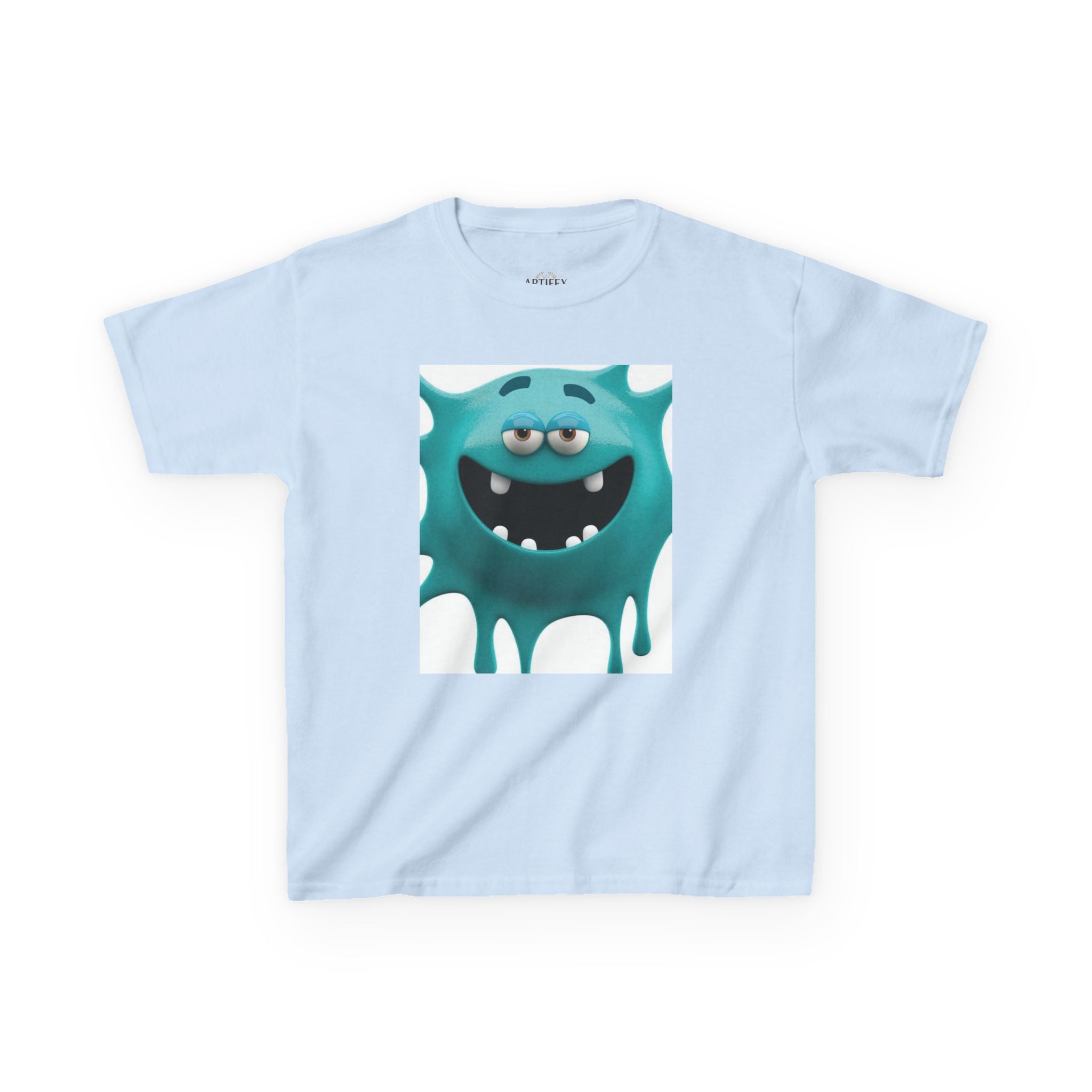 Kids Monster Drip T-Shirt — Cute Teal Cartoon Monster Tee
