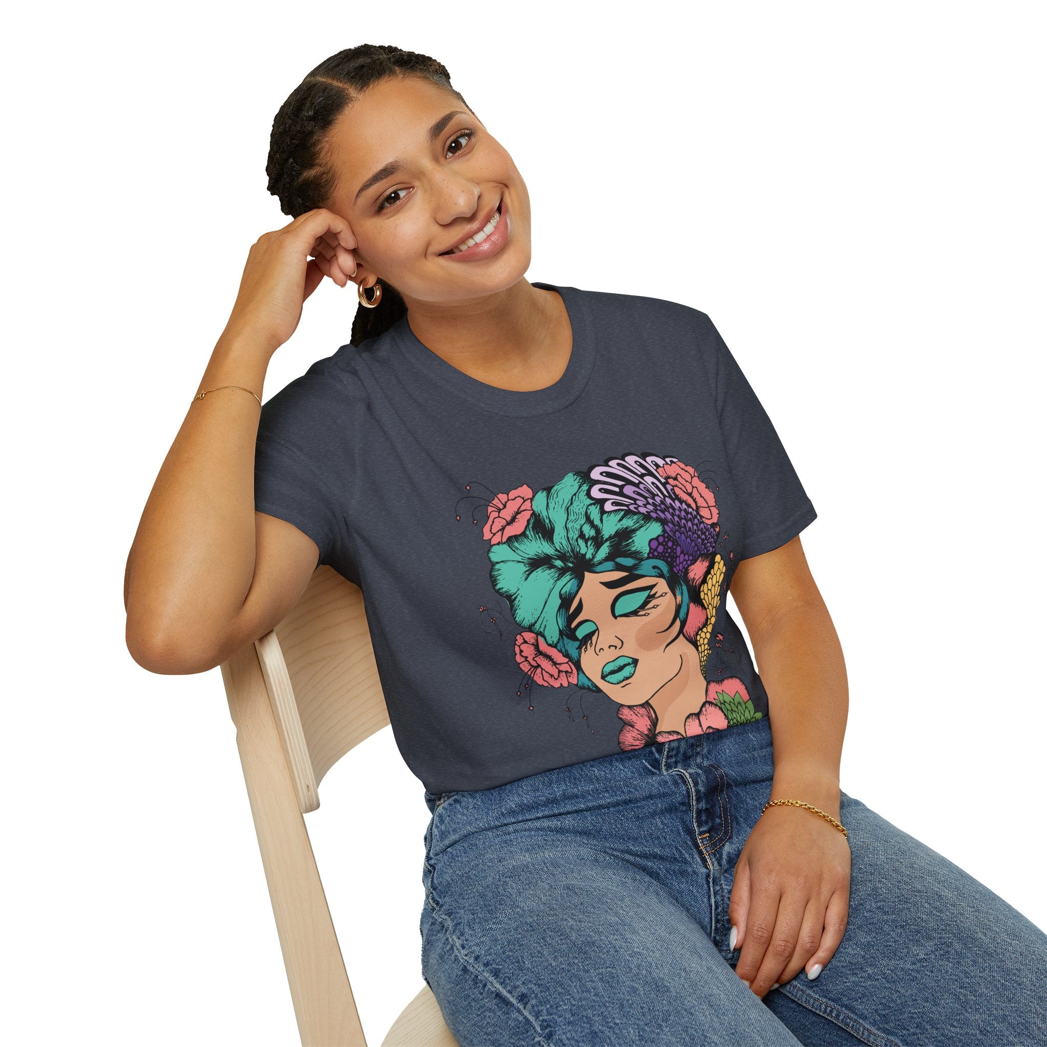 Girl Power Floral Portrait T-Shirt