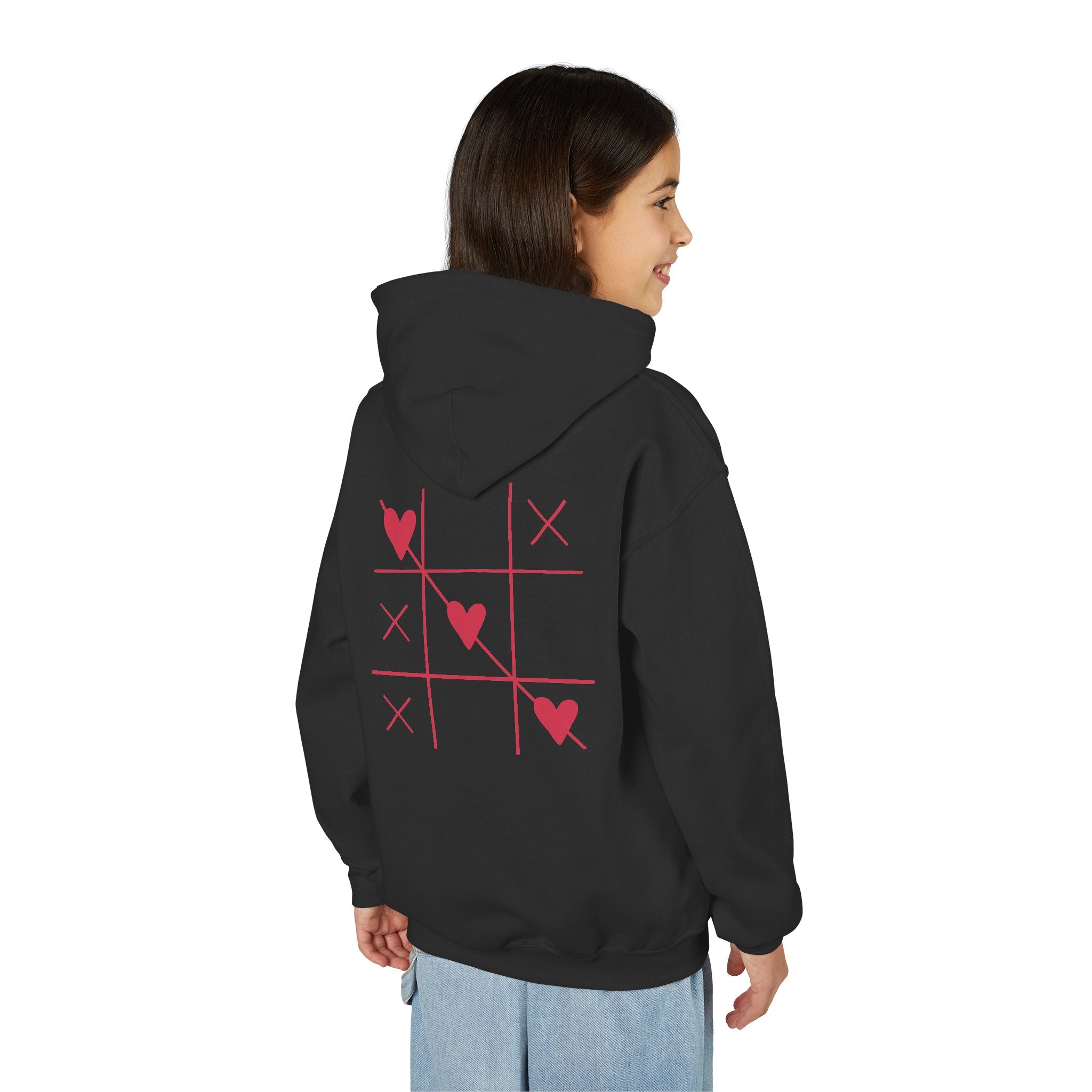 Youth Hoodie — Minimal Valentine Heart Hands "I (heart) you" Design
