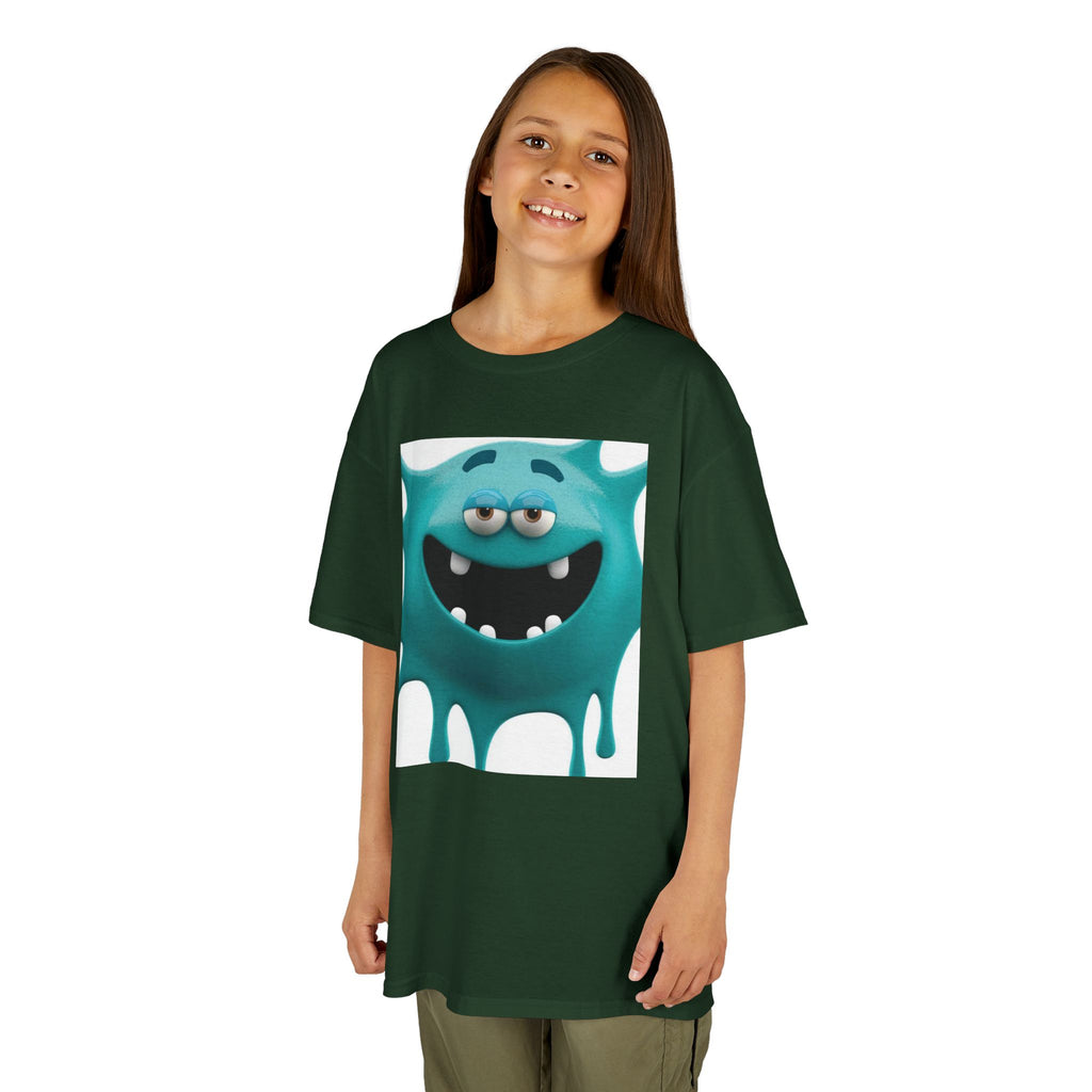 Kids Monster Drip T-Shirt — Cute Teal Cartoon Monster Tee