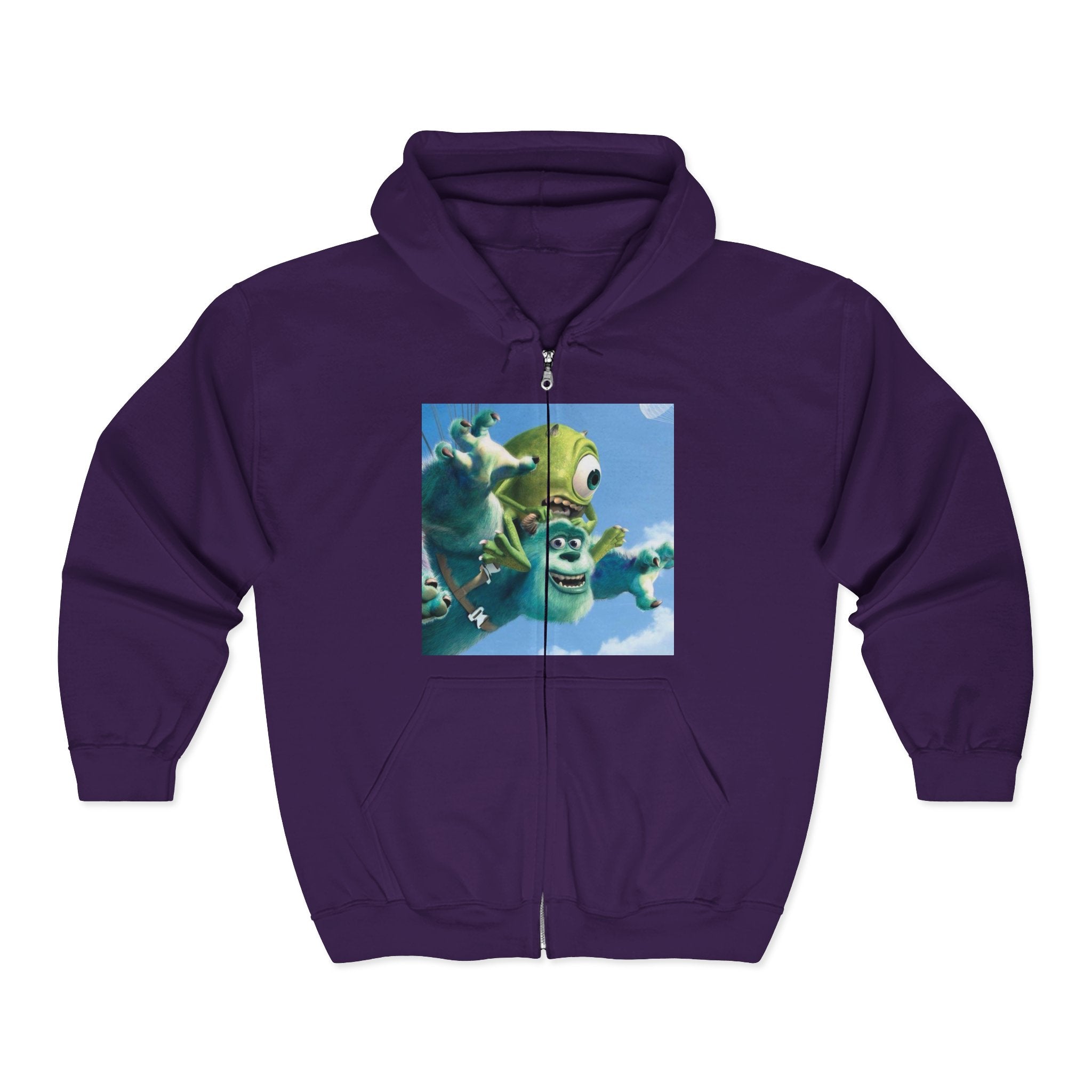 Monster Face Zip Hoodie — Playful Cartoon Splat Design
