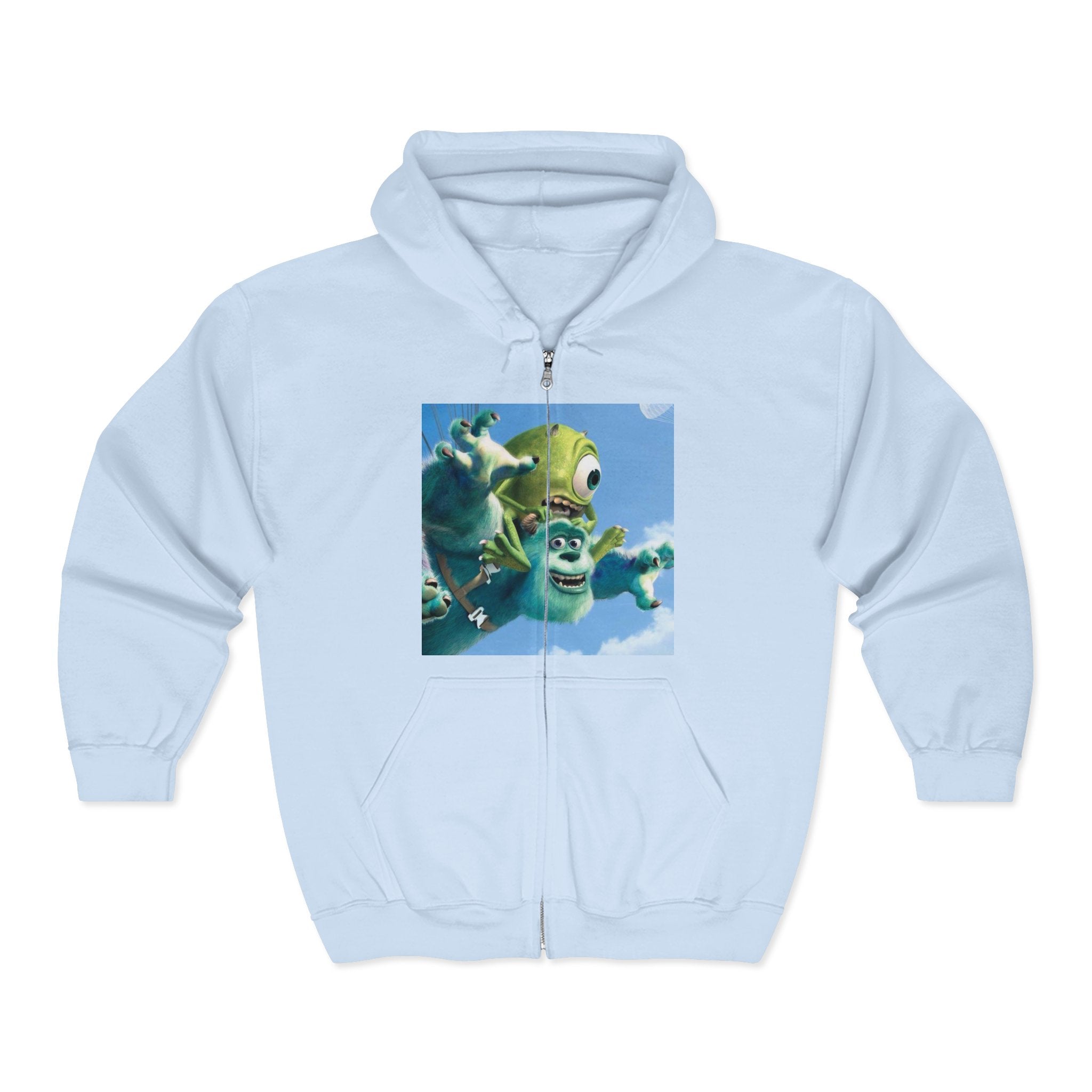 Monster Face Zip Hoodie — Playful Cartoon Splat Design