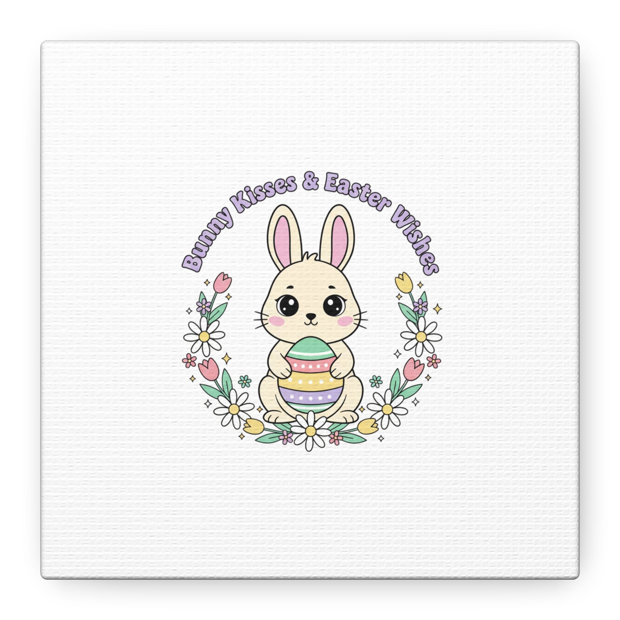Bunny Kisses Easter Bunny Canvas | pastel spring, cottagecore
