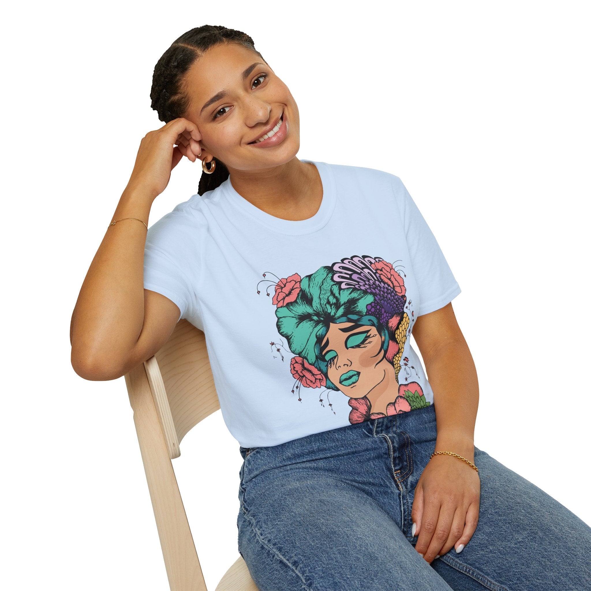 Girl Power Floral Portrait T-Shirt