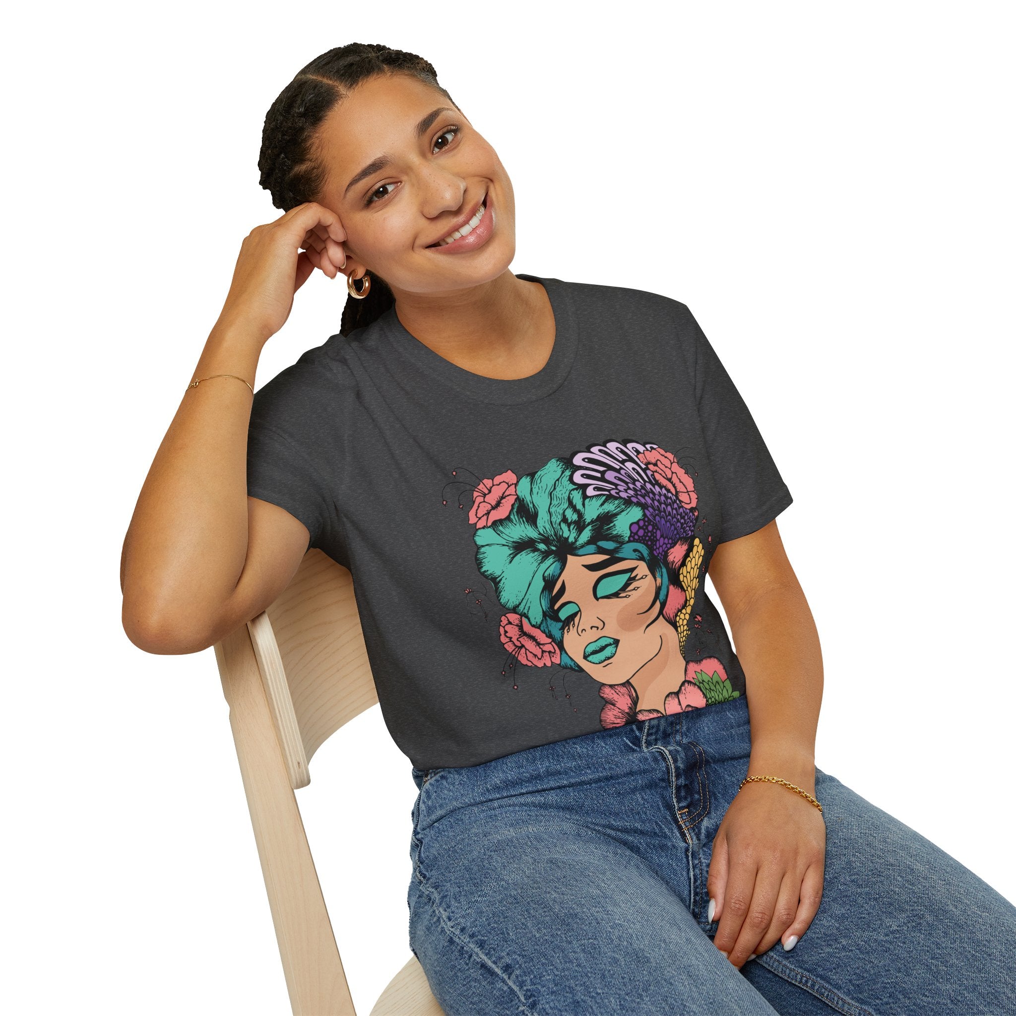 Girl Power Floral Portrait T-Shirt