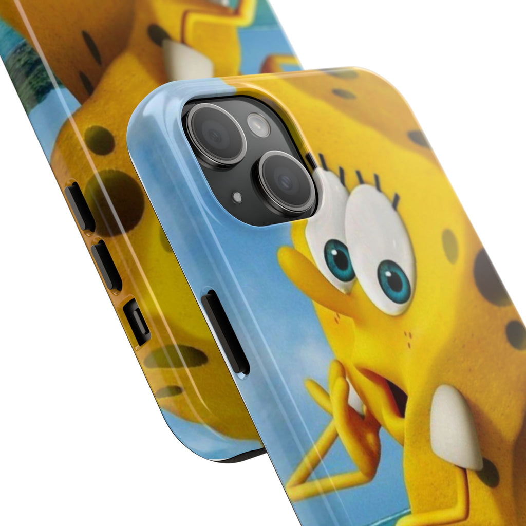 Cartoon Yellow Sponge Tough Phone Case — Beach Character Protective Phone Cover