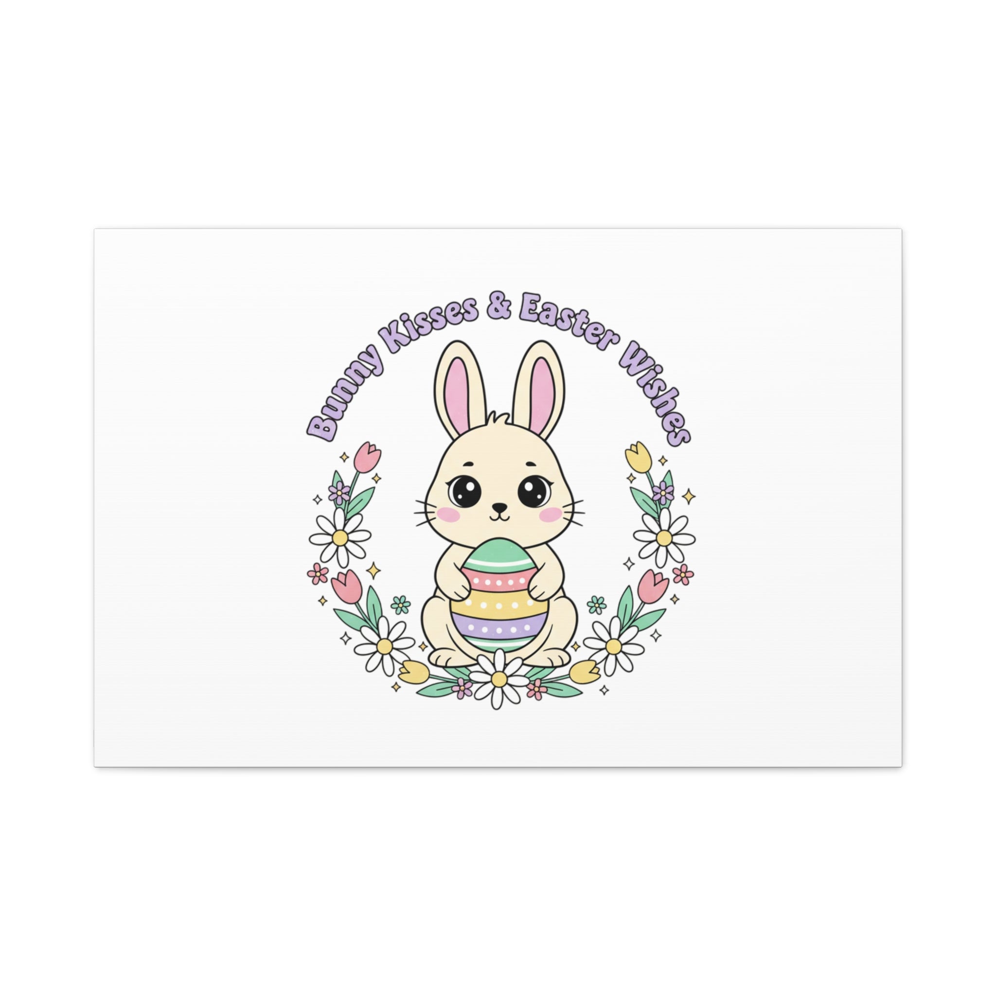 Bunny Kisses Easter Bunny Canvas | pastel spring, cottagecore