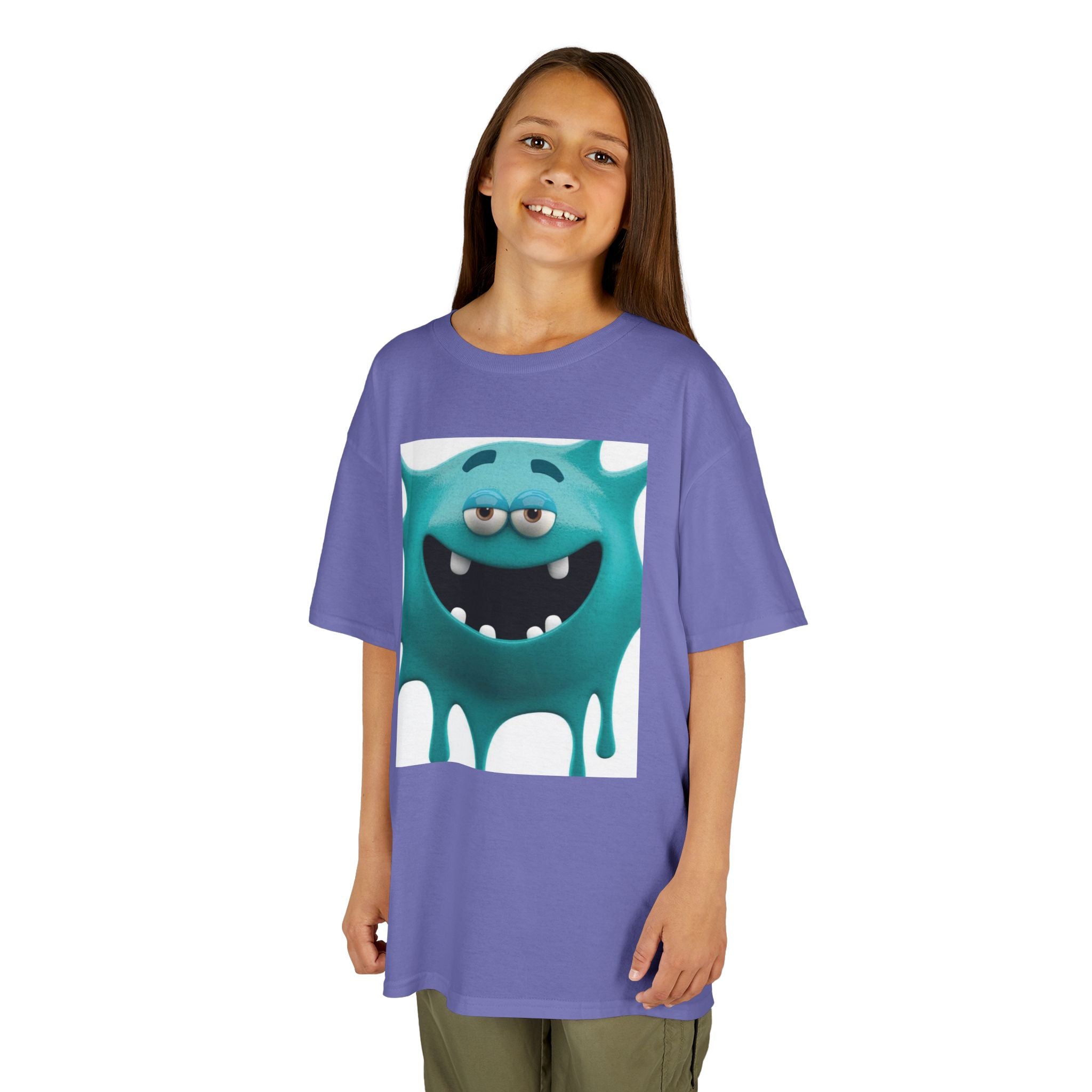 Kids Monster Drip T-Shirt — Cute Teal Cartoon Monster Tee