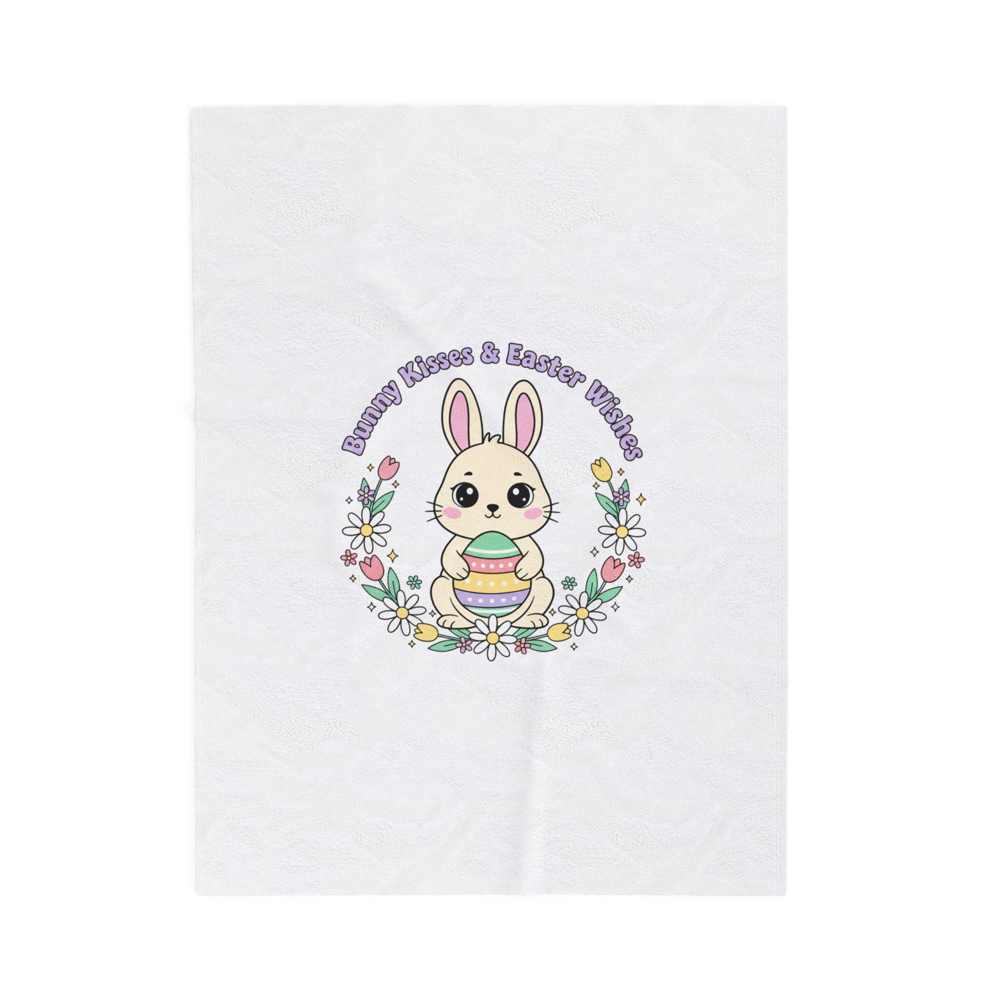 Easter Bunny Aesthetic Velveteen Plush Blanket, pastel spring cottagecore