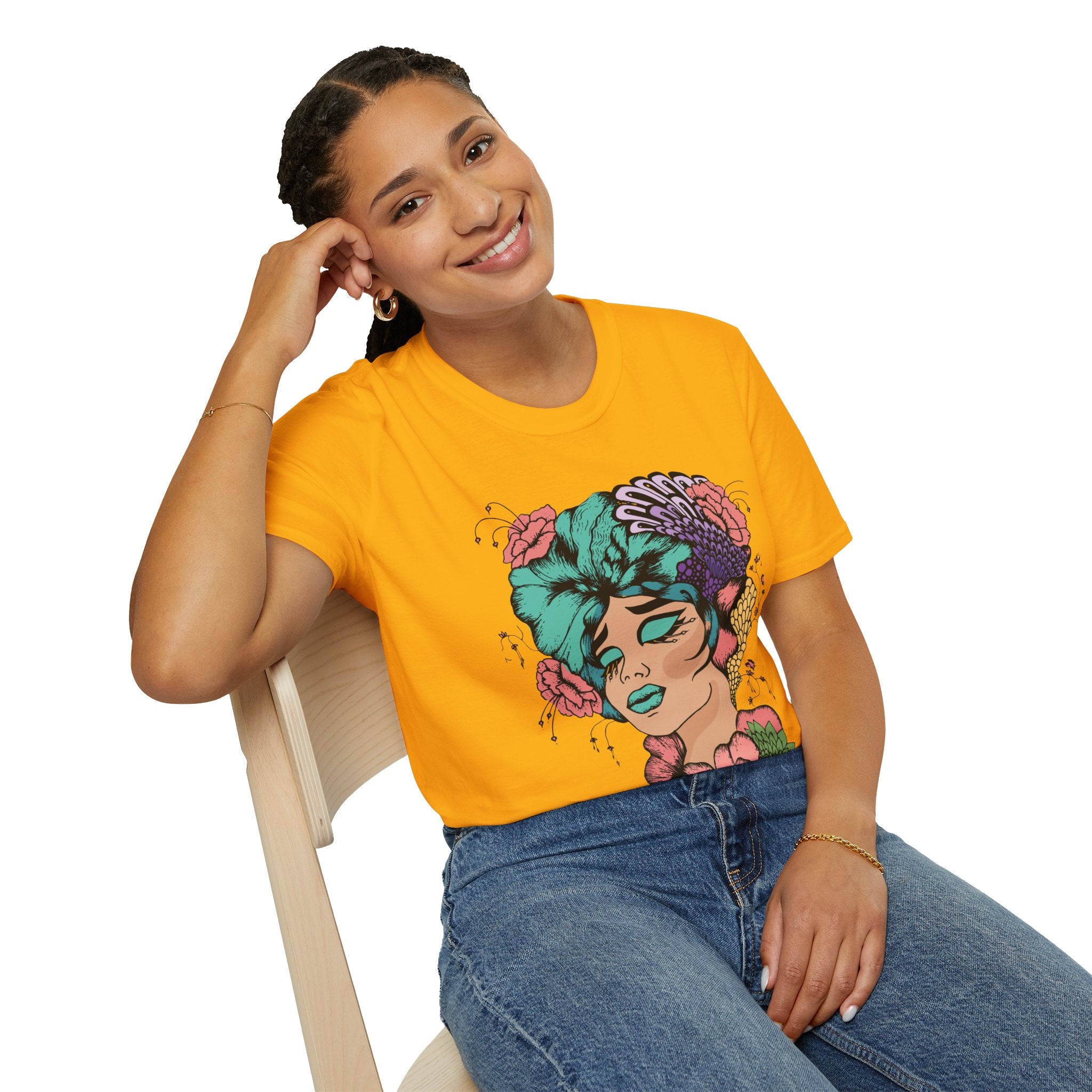 Girl Power Floral Portrait T-Shirt