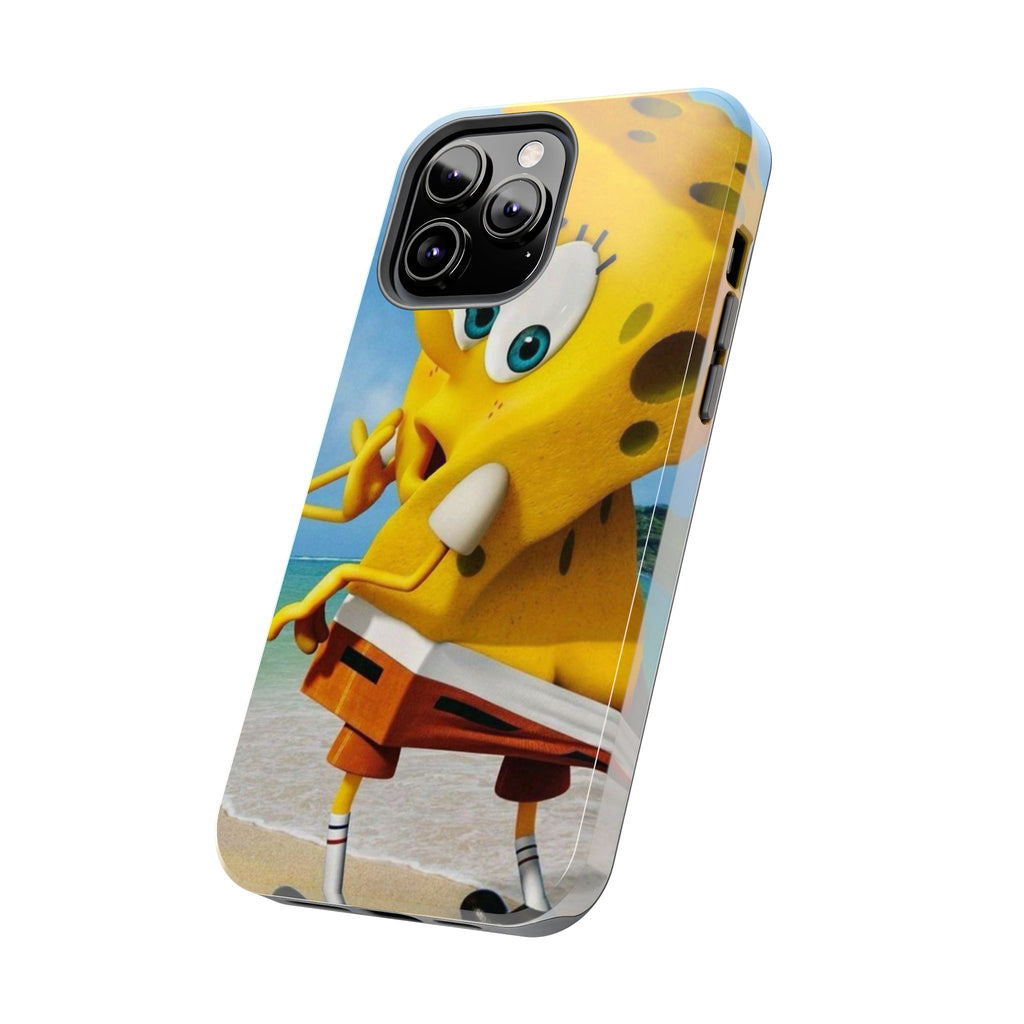 Cartoon Yellow Sponge Tough Phone Case — Beach Character Protective Phone Cover