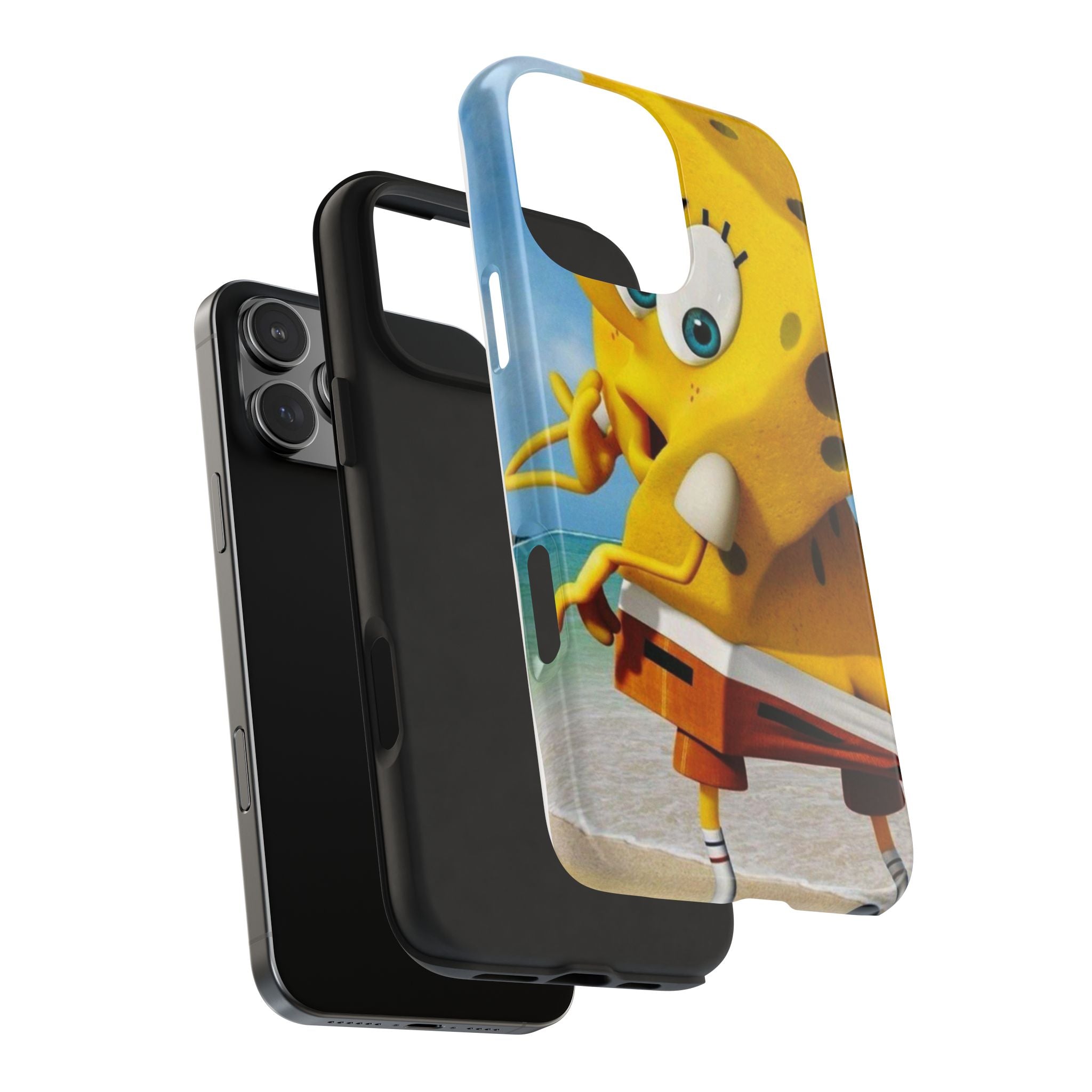 Cartoon Yellow Sponge Tough Phone Case — Beach Character Protective Phone Cover