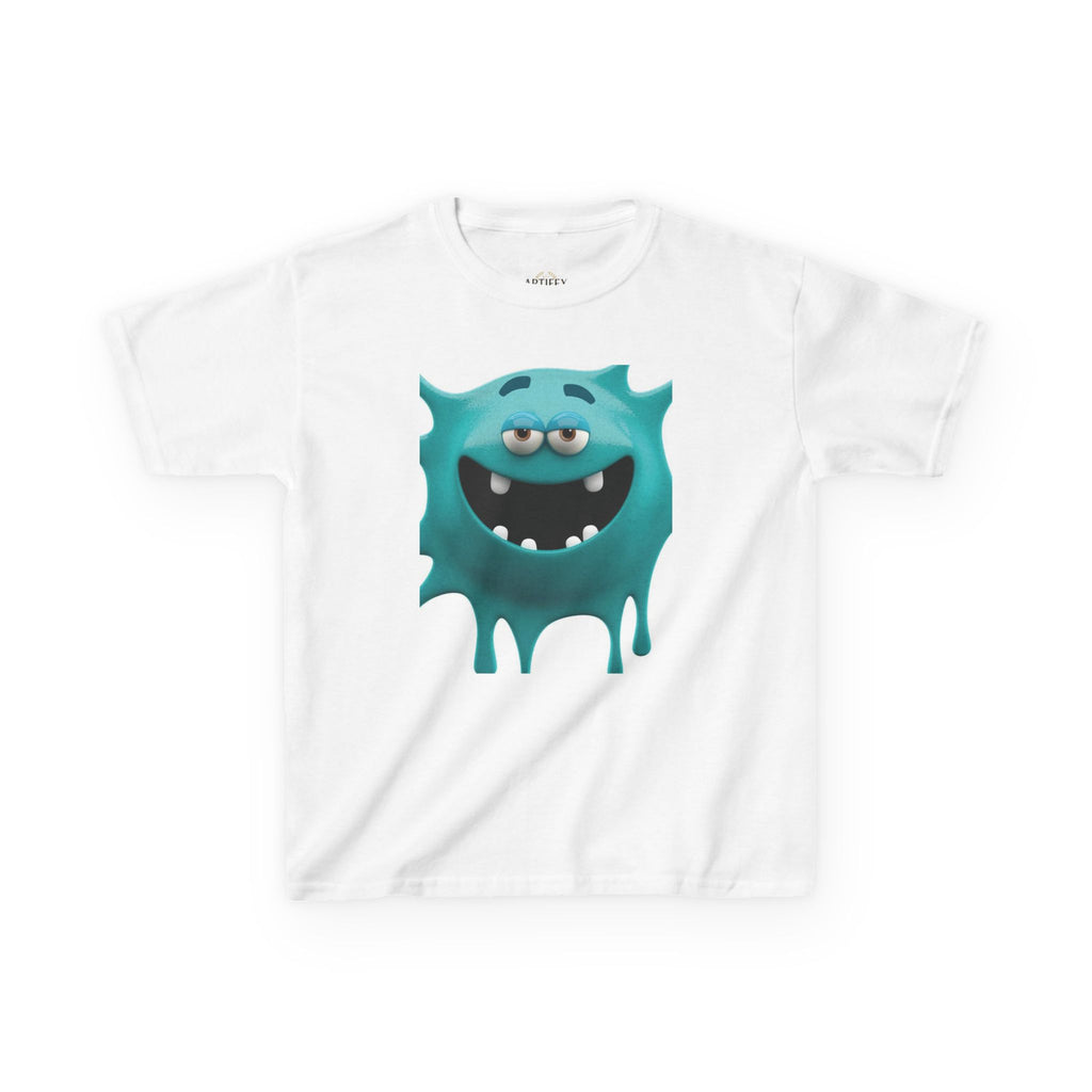 Kids Monster Drip T-Shirt — Cute Teal Cartoon Monster Tee