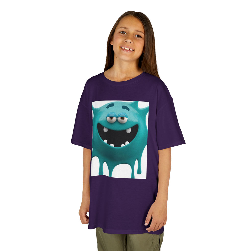 Kids Monster Drip T-Shirt — Cute Teal Cartoon Monster Tee