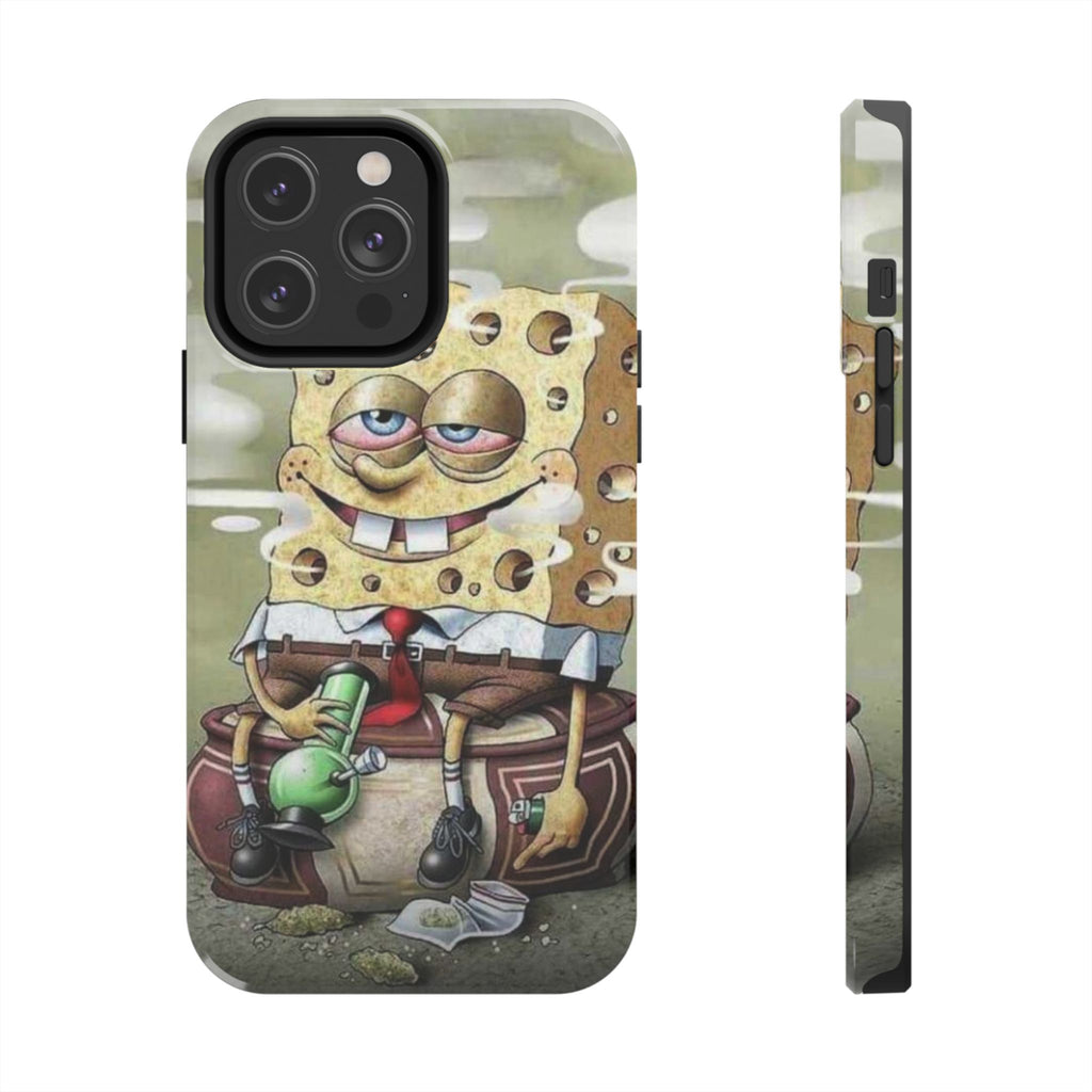 Sponge Parody Tough Phone Case – Stoned Cartoon Sponge Bob with Bong